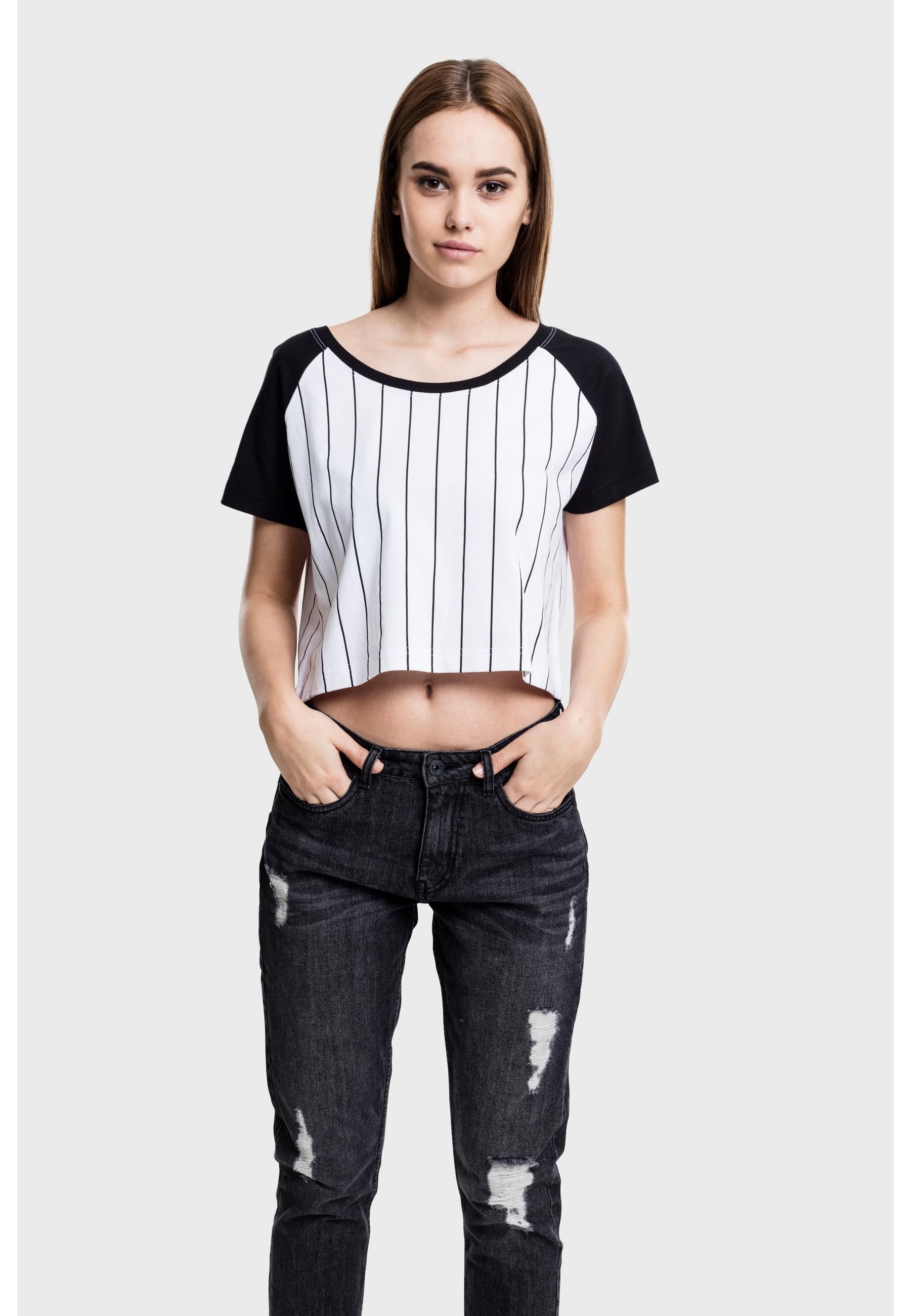 URBAN CLASSICS T-Shirt »Urban Classics Damen Ladies Cropped Baseball Tee« 1 Stk.