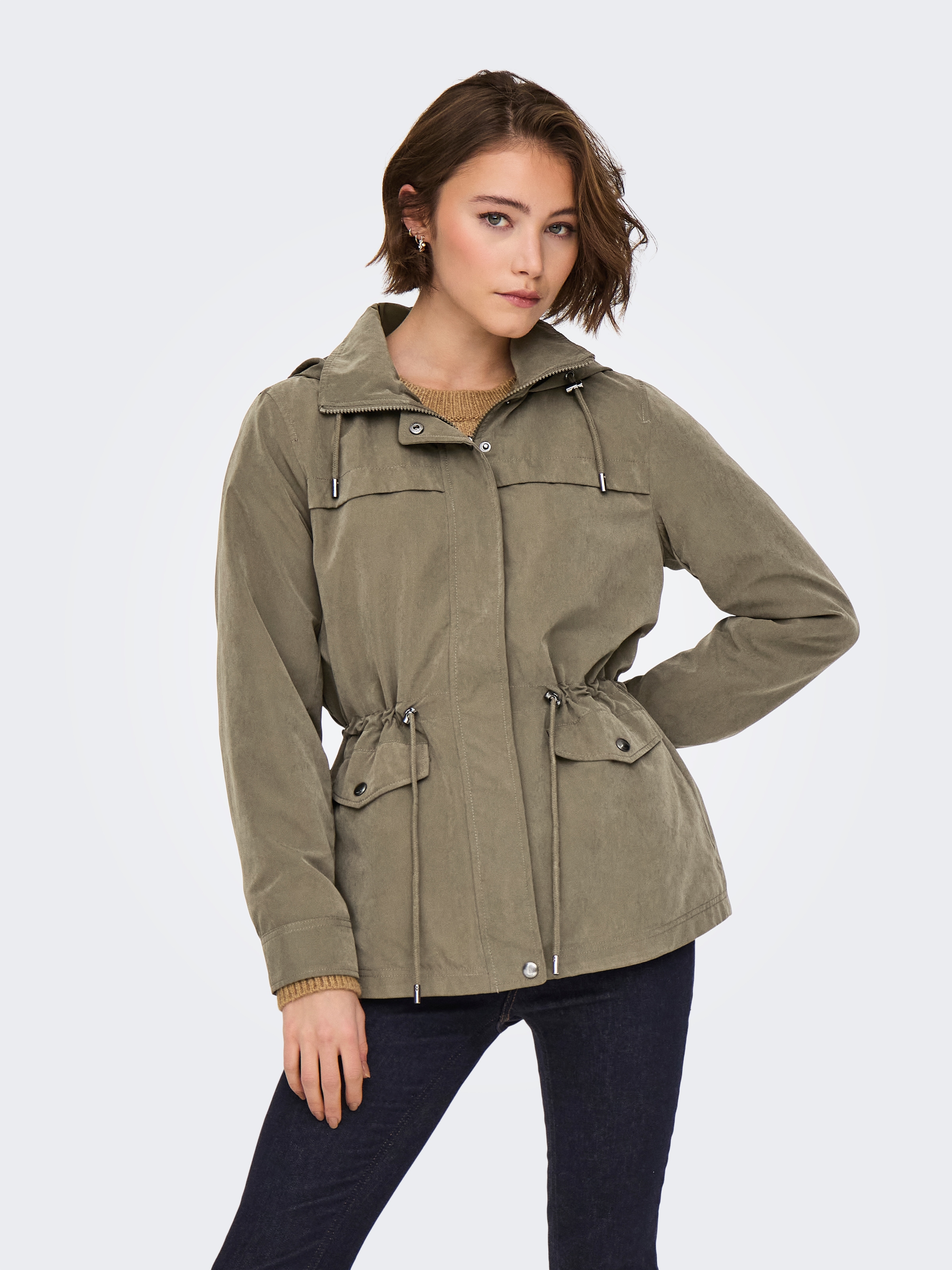 ONLY Parka "ONLNEWSTARLINE SPRING JACKET CC OTW" mit Kapuze mit durchgehend günstig online kaufen