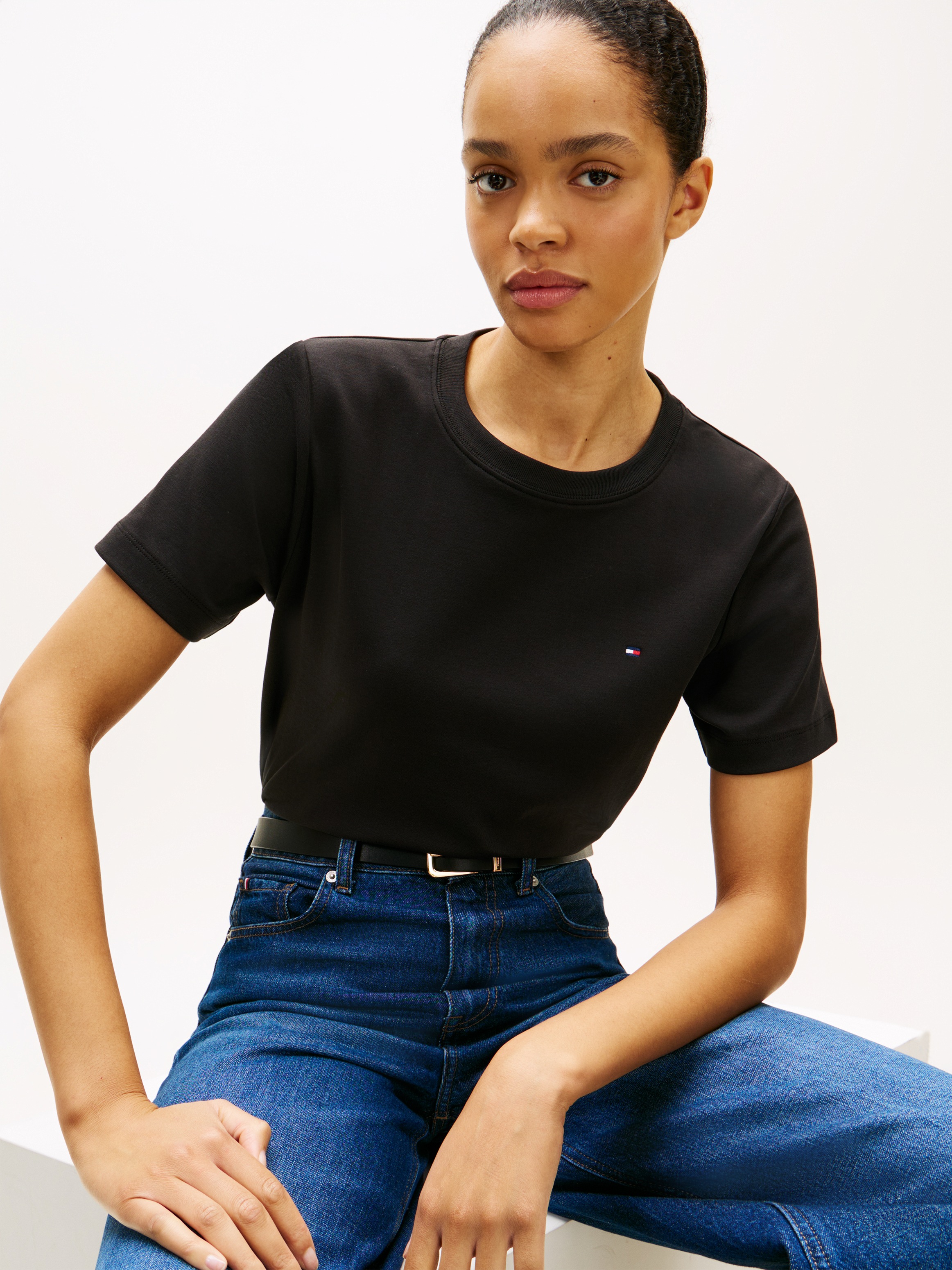 Tommy Hilfiger Kurzarmshirt »INTERLOCK BOXY C-NK SS TEE« Baumwolle