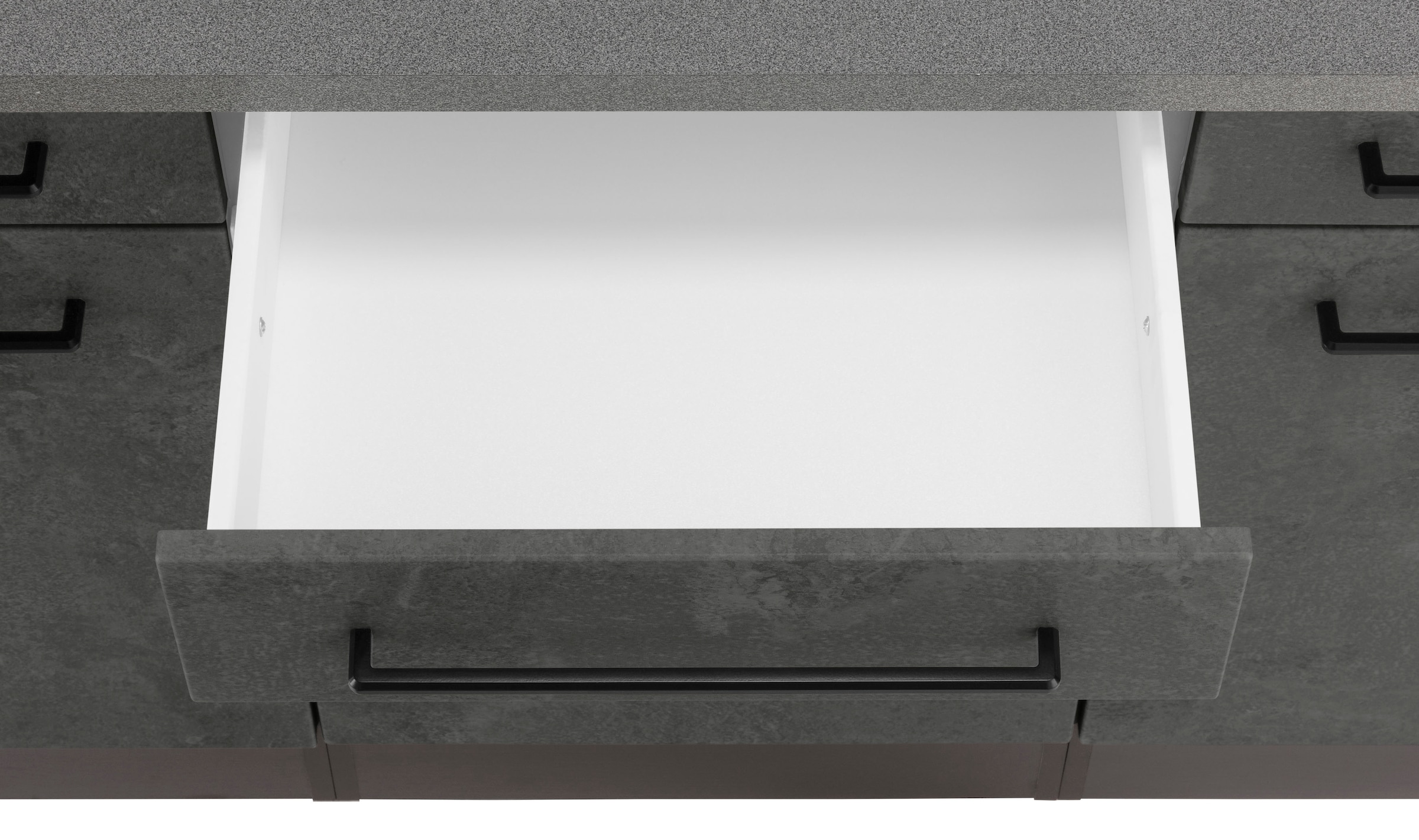 HELD MÖBEL Küchenzeile »Tulsa«, mit E-Geräten, Breite 210 cm, schwarze Metallgriffe, MDF Fronten
