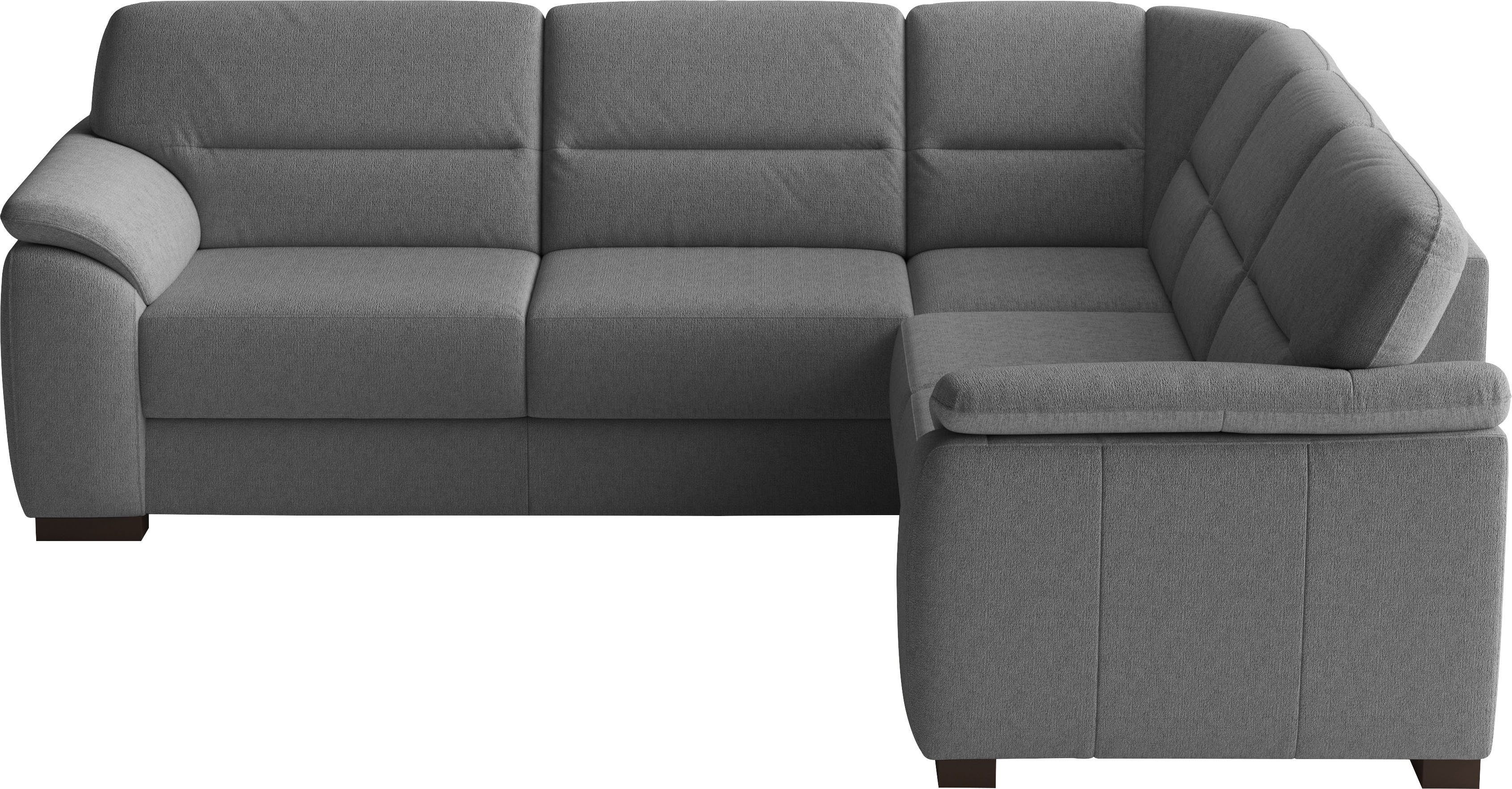 sit&more Ecksofa "Montego L-Form, B: 256 cm, große Stoffauswahl, Komfortsitzhöhe 46 cm" mit Schlaffunktion und Schubkasten mit Stauraum