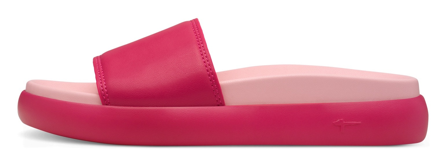 Tamaris Pantolette, Plateau, Sommerschuh, Schlappen mit kleinem Gummizug an der Bandage