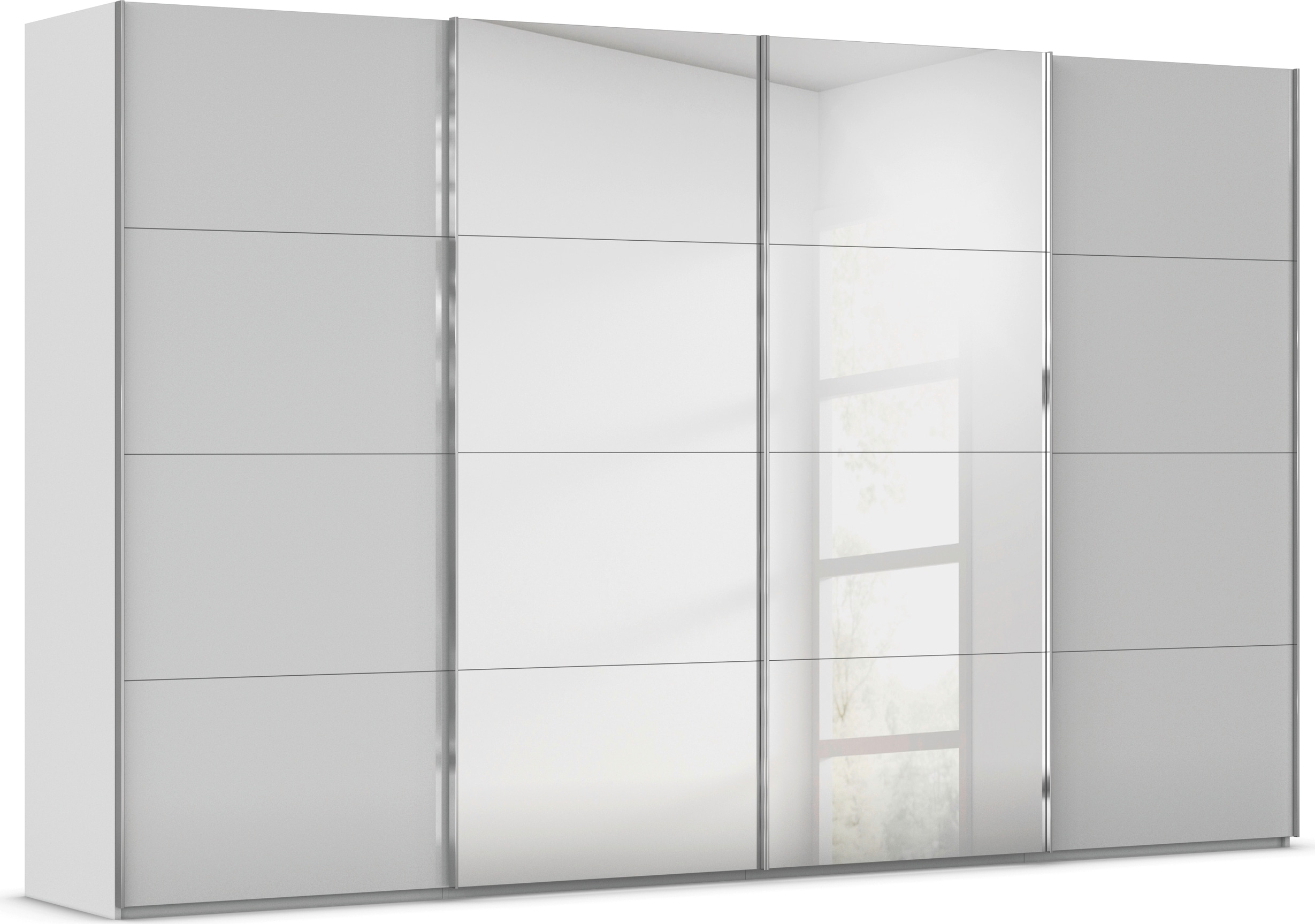 rauch "Kleiderschrank Schrank Garderobe Schlafzimmerschrank SCALE-FYRA" edle viergeteilte Türen Spiegel/Glas-Mix viele Farben MADE IN GERMANY