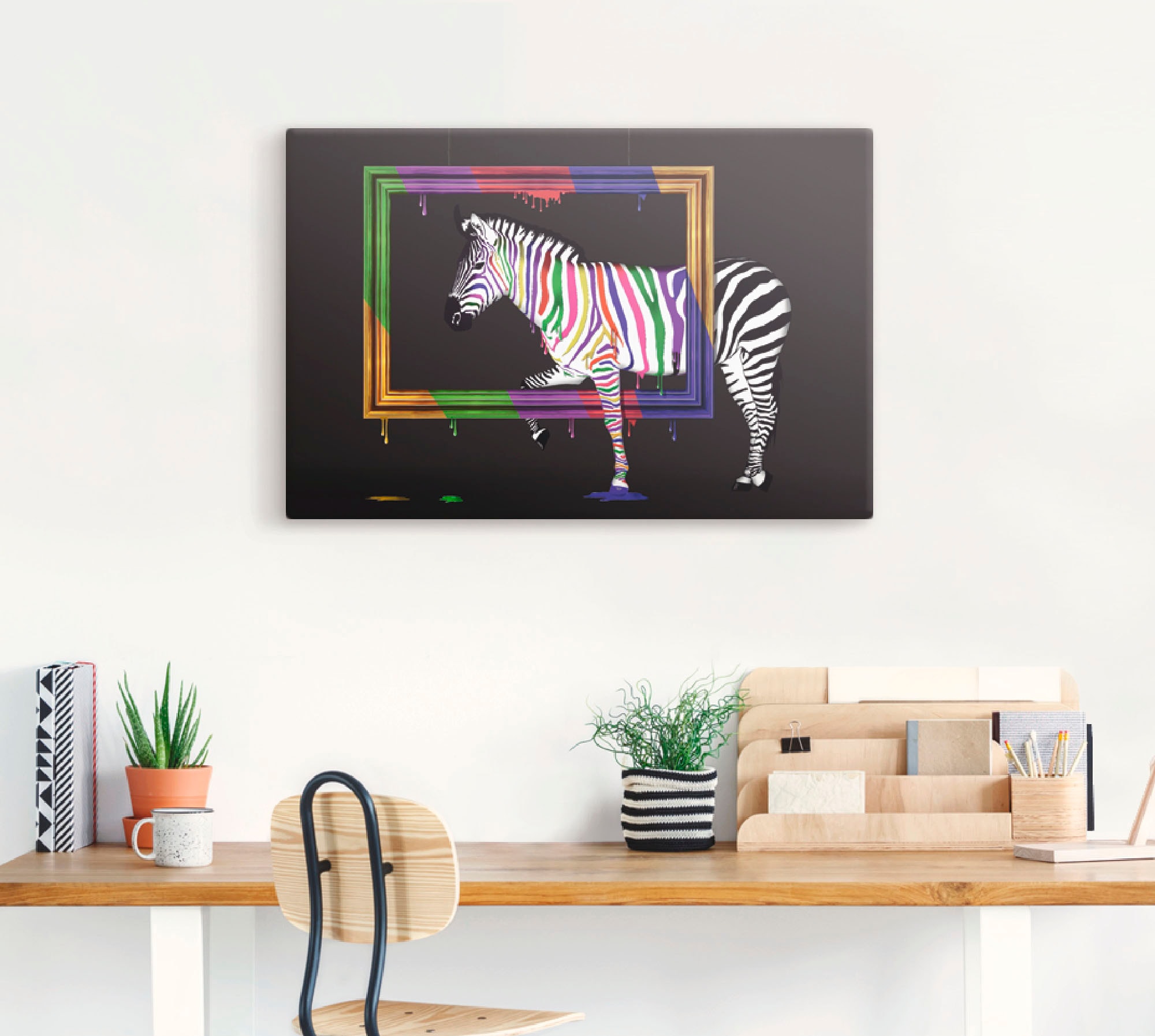 Artland Wandbild »Das Regenbogen Zebra«, Animal Fantasy, (1 St.), als Leinwandbild, Poster, Wandaufkleber in verschied. Größen