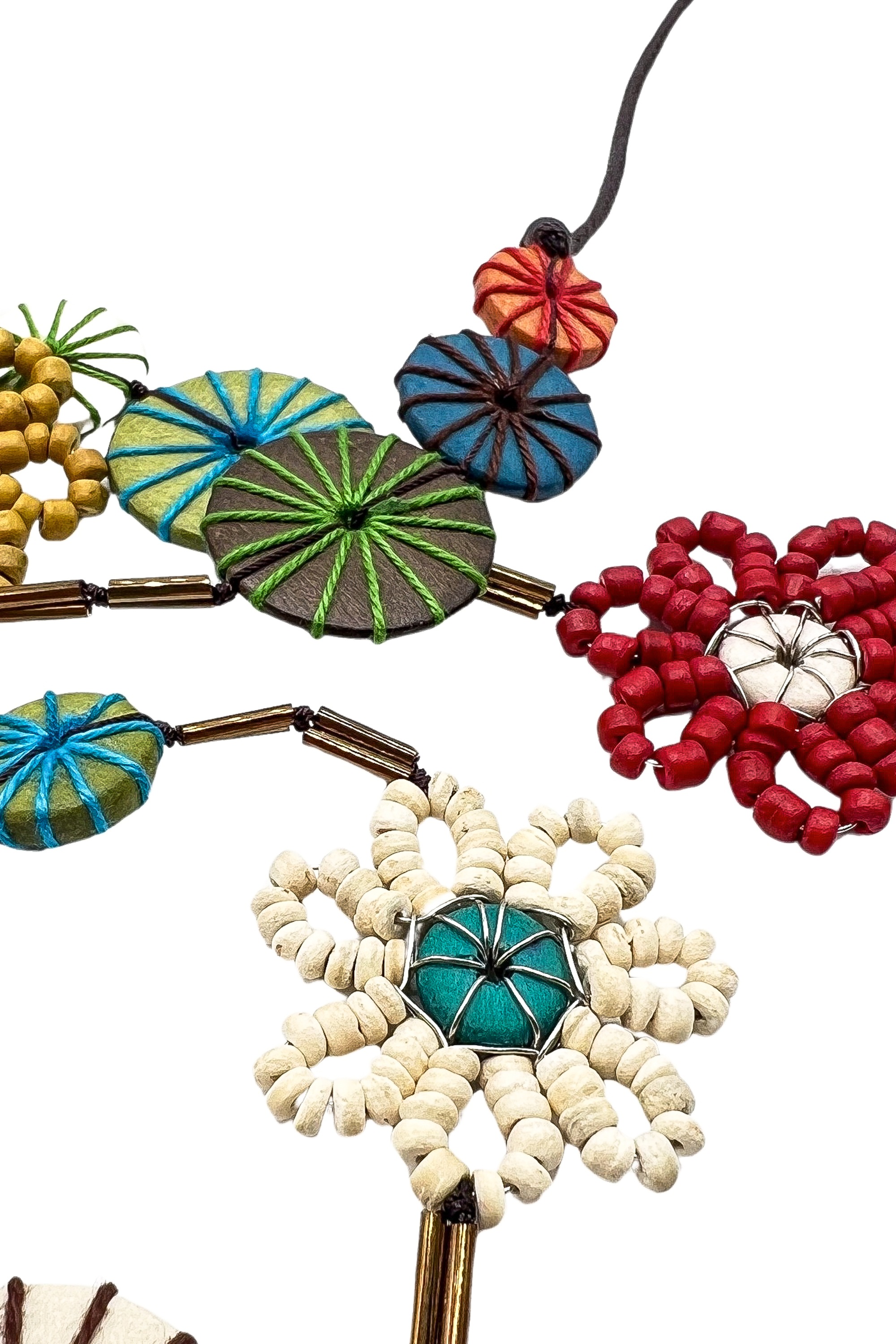 COLLEZIONE ALESSANDRO Lange Kette »Esha«, mit flachen, umwickelten Holzperlen