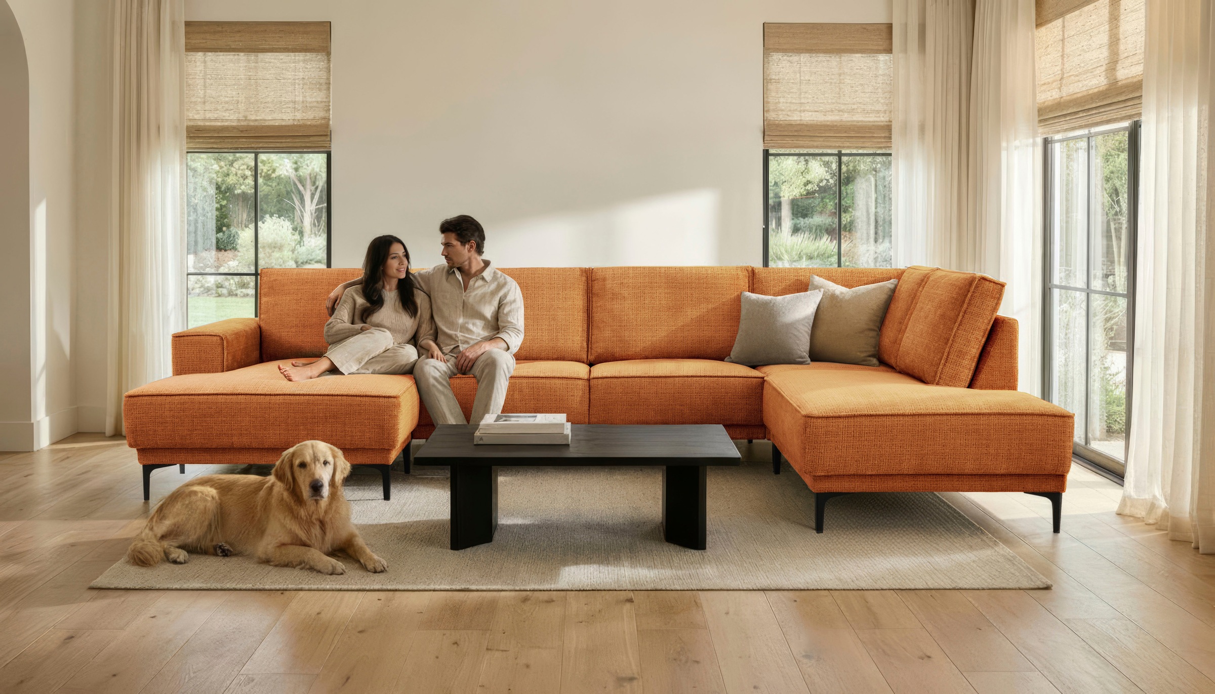 OTTO home Wohnlandschaft "XXL Sofa Oland, Struktur, Flachgewebe, Luxus-Micr günstig online kaufen