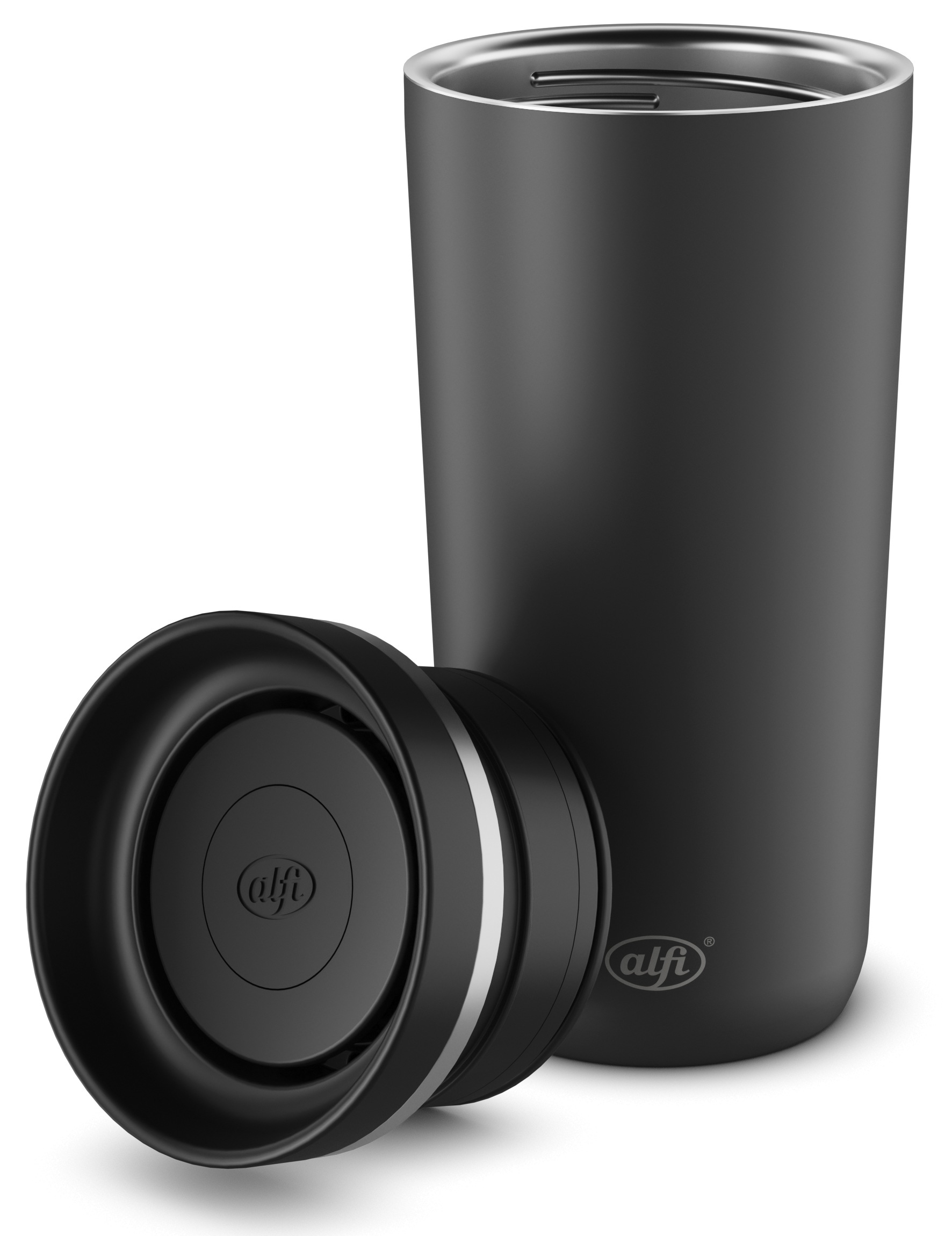 Alfi Thermobecher »ISO COFFEE MUG PRO, absolut dicht, spülmaschinenfest« 0,38l, 6h heiß & 12h kalt, mit Druckknopf & Teebeutel-Aufhänger