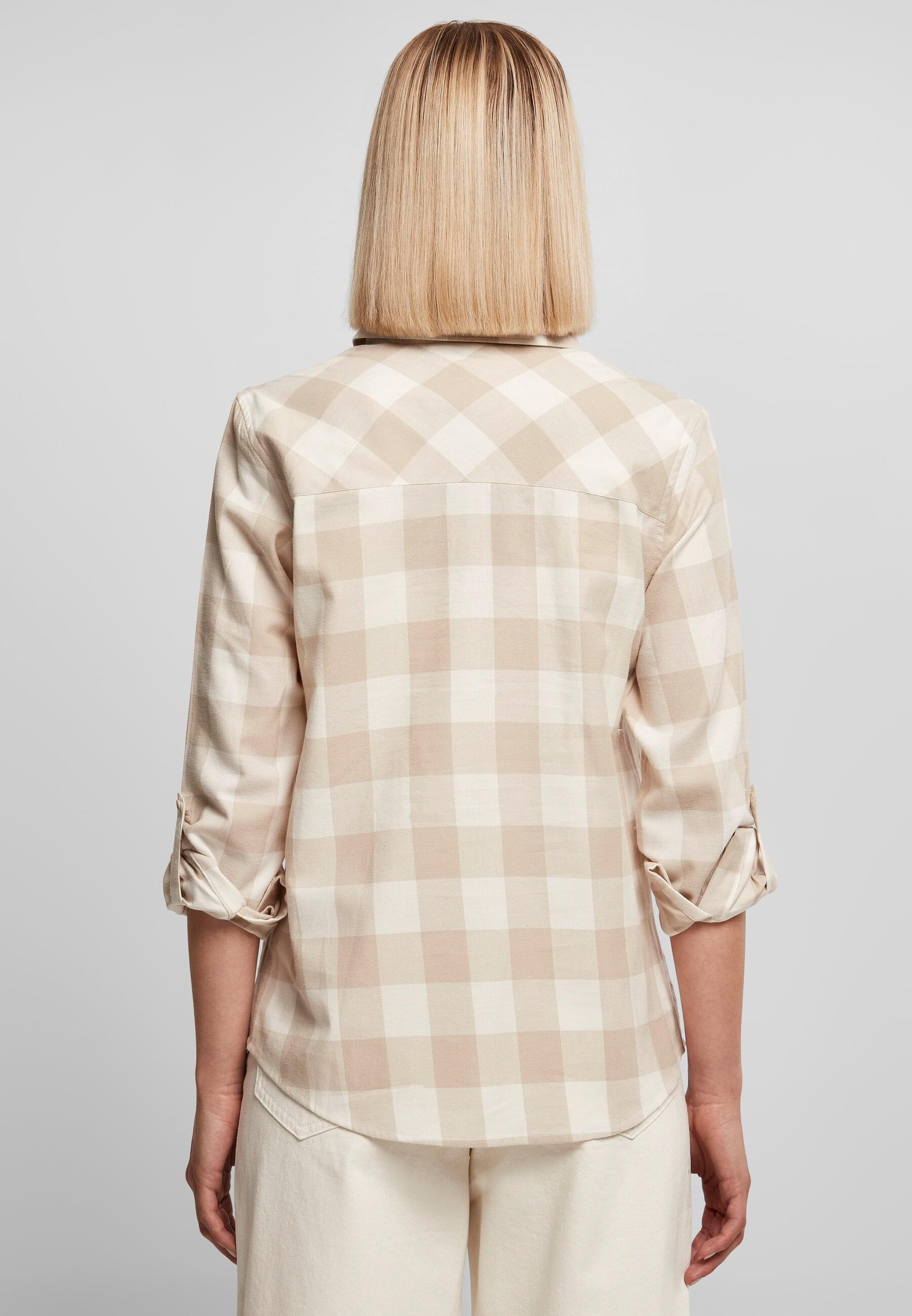 URBAN CLASSICS Langarmhemd »Urban Classics Damen Ladies Turnup Checked Flanell Shirt«, (1 tlg.)