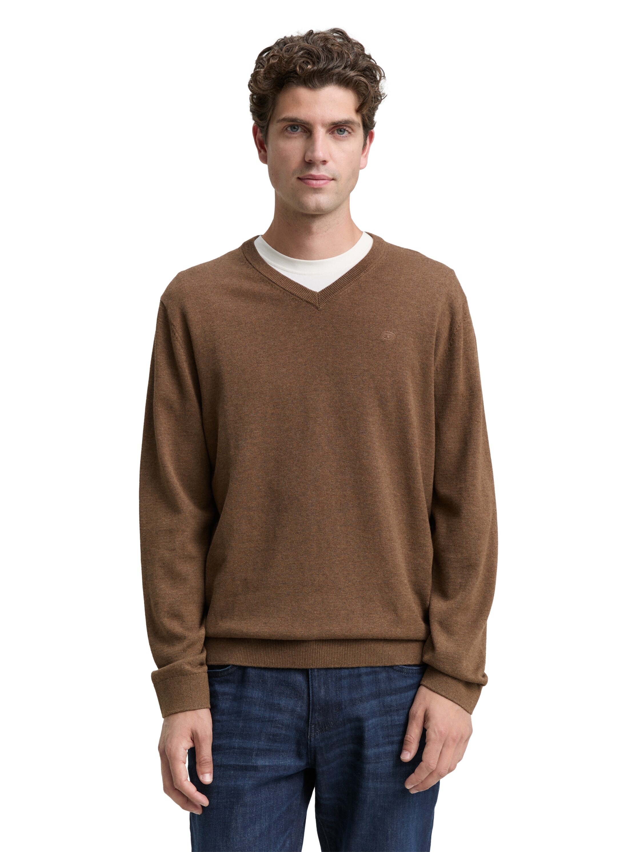 TOM TAILOR V-Ausschnitt-Pullover, mit kleiner Logo-Stickerei günstig online kaufen