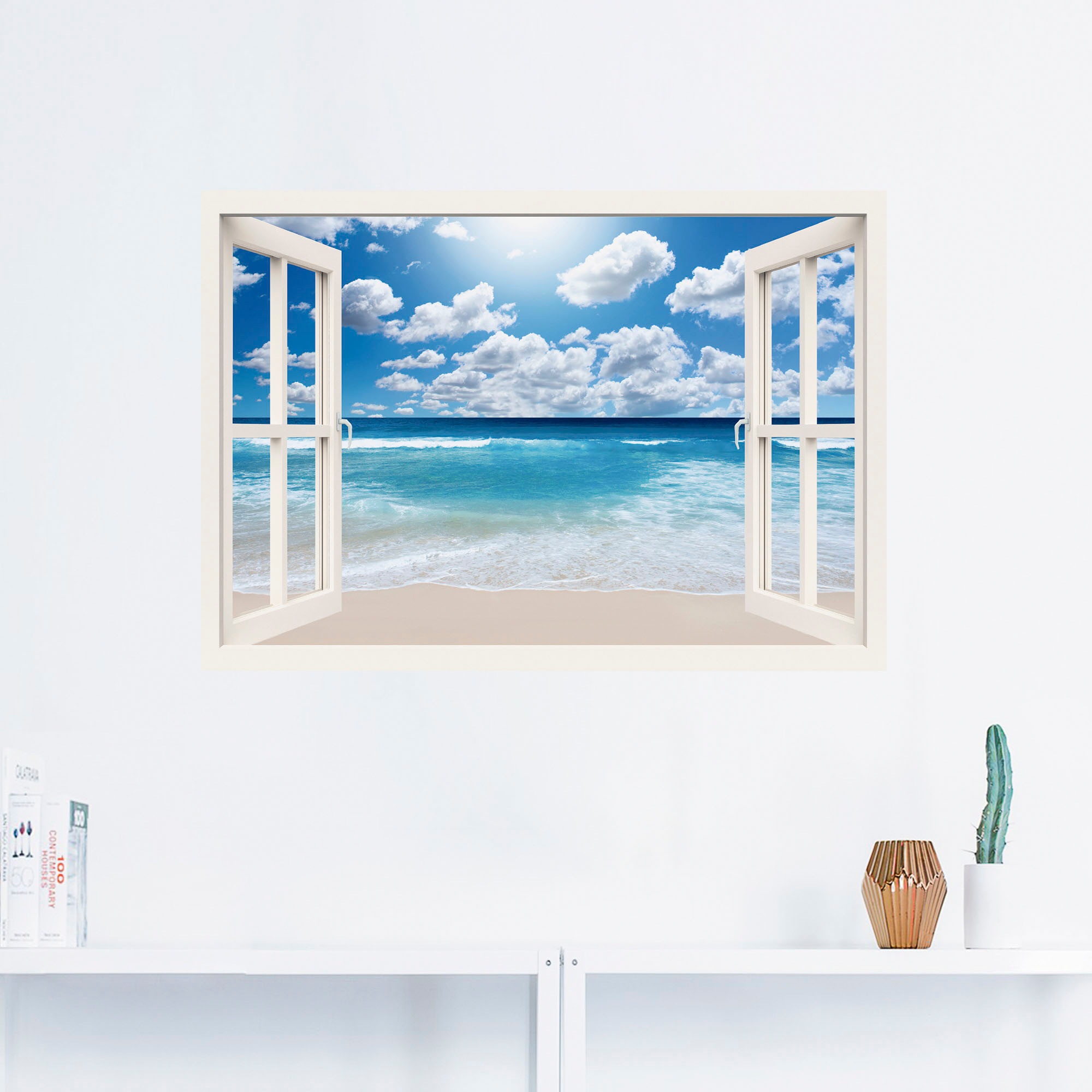 Artland Wandbild »Fensterblick Größen | oder BAUR versch. (1 Fensterblick, Strandlandschaft«, Großartige Wandaufkleber bestellen als Poster in St.), Leinwandbild