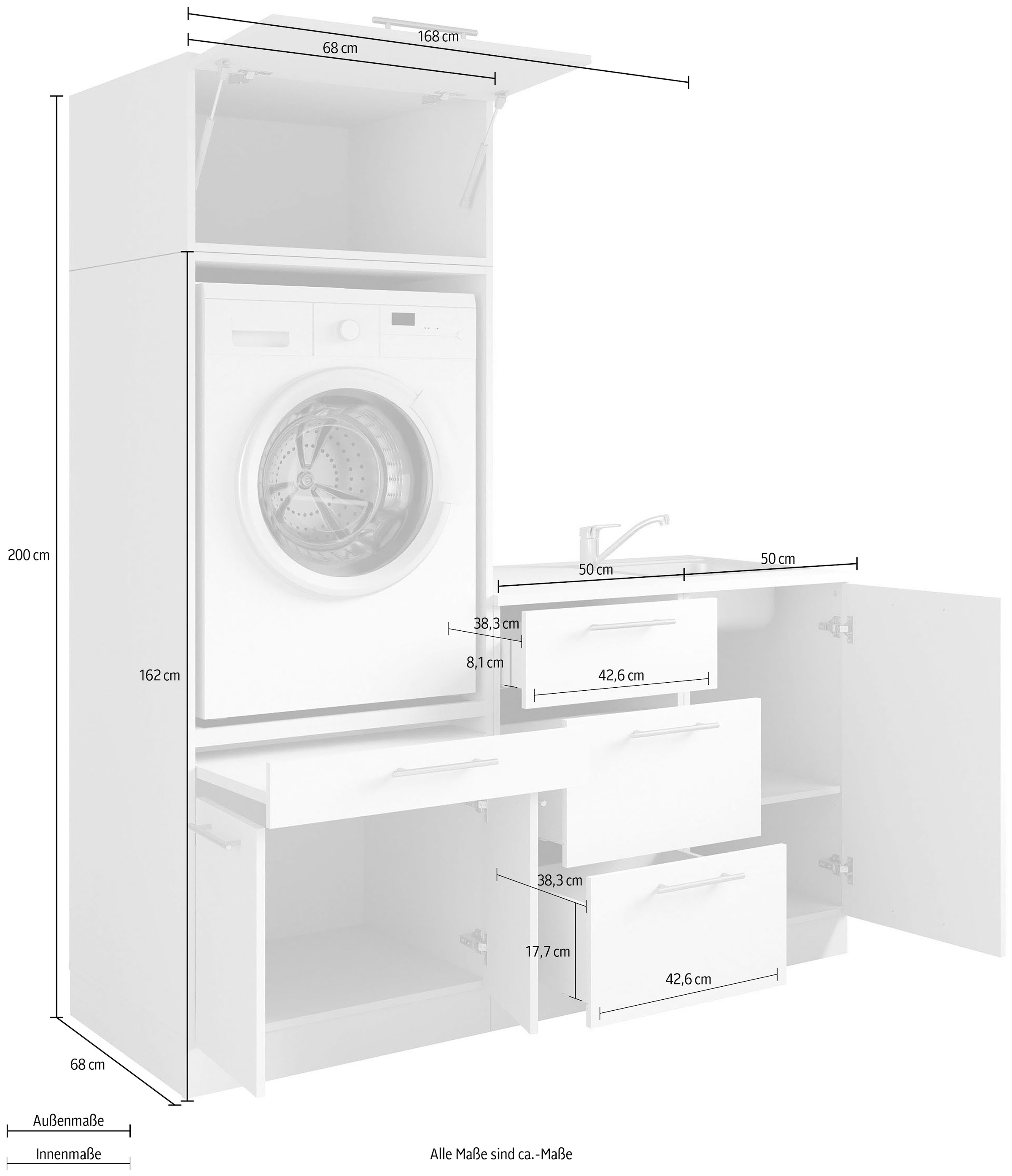 Laundreezy Mehrzweckschrank-Set »Laundreezy, 4-tlg. Mehrzweckschrank-Set B/H/T 168/200/68 cm« 4 Stk. tlg.