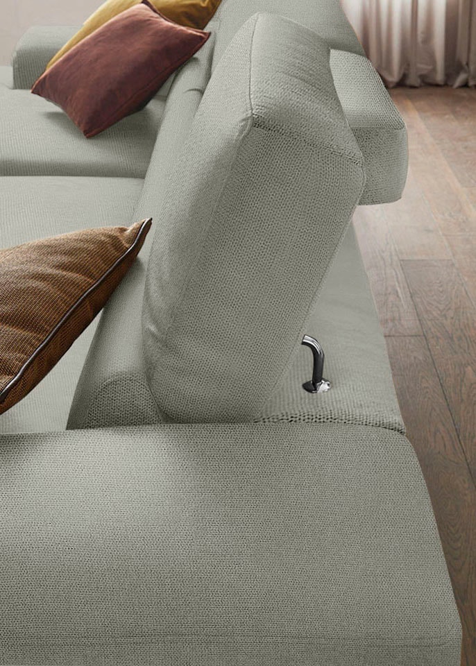 W.SCHILLIG Ecksofa »piedroo, Designsofa mit tollem Sitzkomfort, bequem und elegant, L-Form«, Kopfteilverstellung, wahlweise mit Sitztiefenverstellung, Breite 343cm