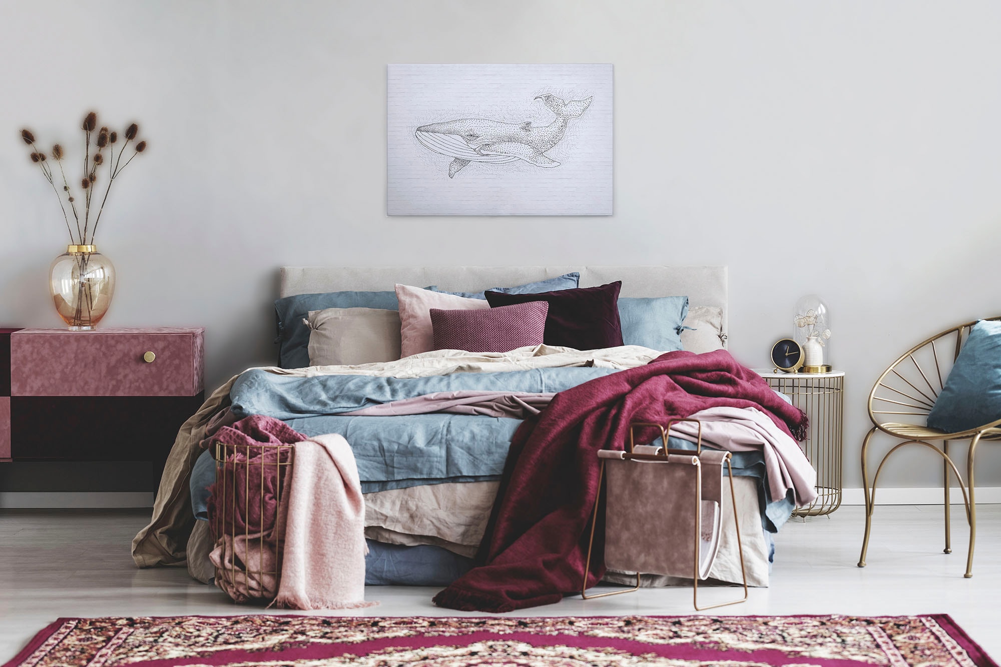 A.S. Création Leinwandbild »titan«, Kunst-Tiere-Kinder, (1 St.), Schwarz-Weiß Zeichnung Wal Keilrahmen Leinwand-Bild Wohnzimmer modern