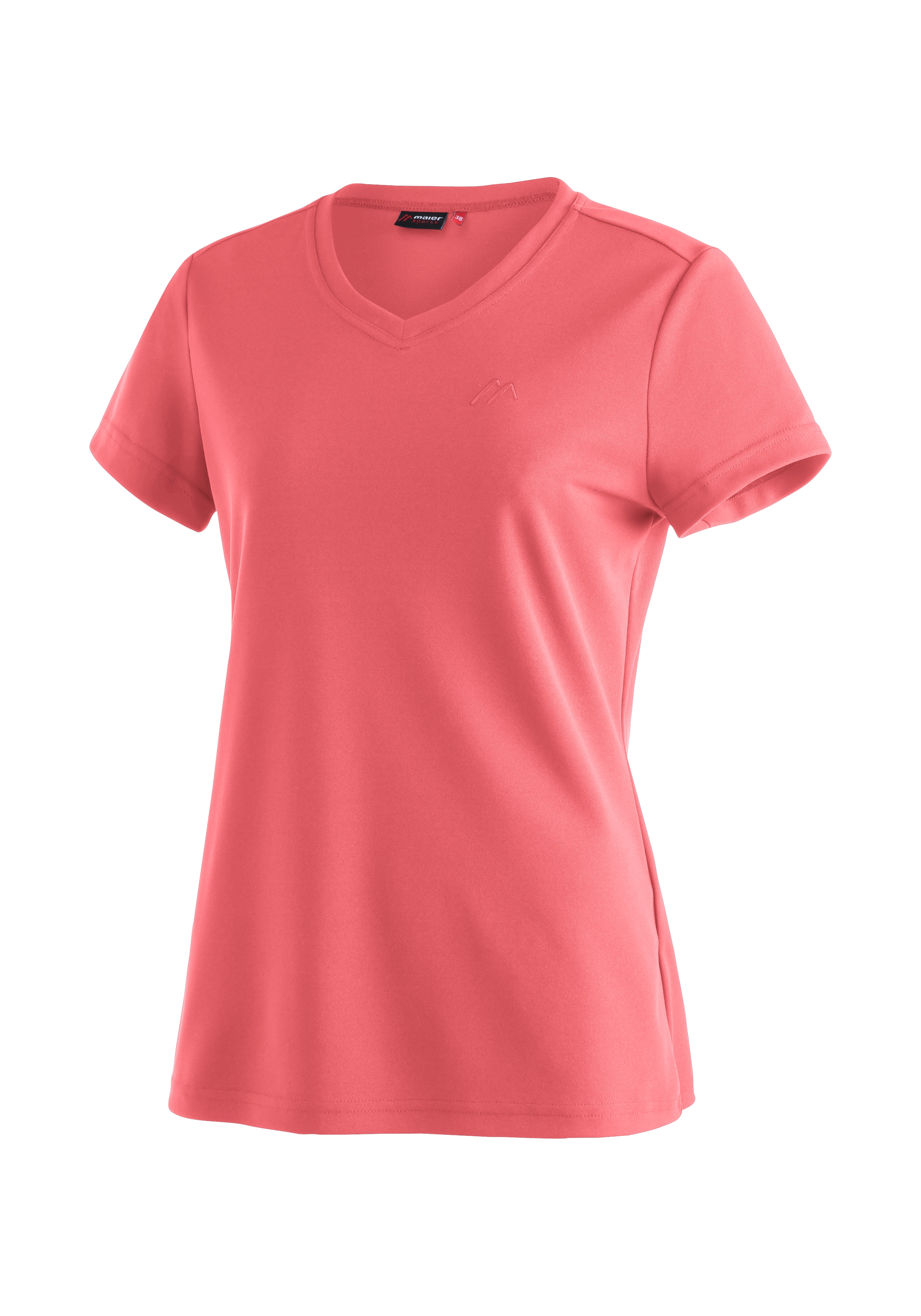 T-Shirt MAIER SPORTS "Trudy", Damen, Gr. 50, rosa (altrosa), 100% Polyester, Rundhals, Shirts T-Shirt, Damen Kurzarmshirt, leichtes Sommer Funktionsshirt, V-Ausschnitt