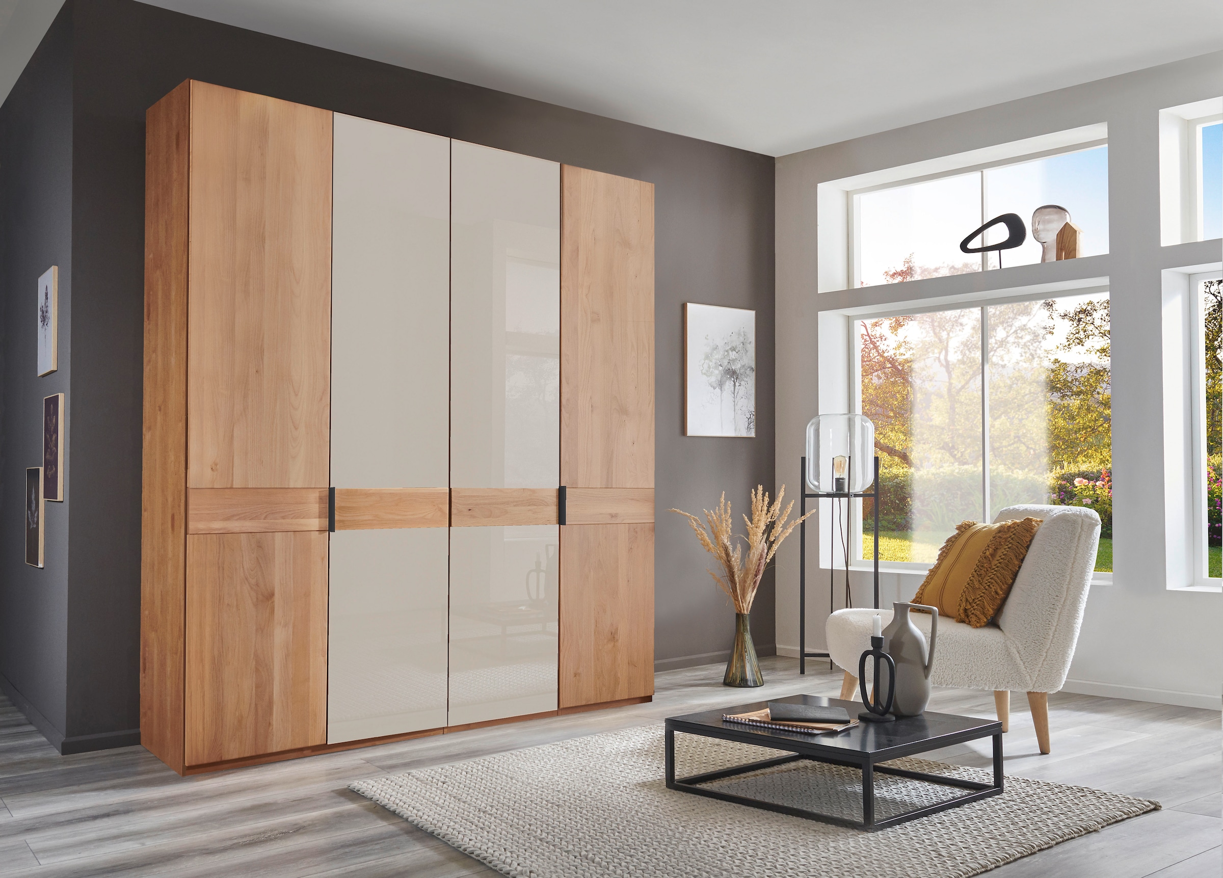 WIEMANN Drehtürenschrank "Cardiff, Massivholztüren in Kombination mit Glas- günstig online kaufen