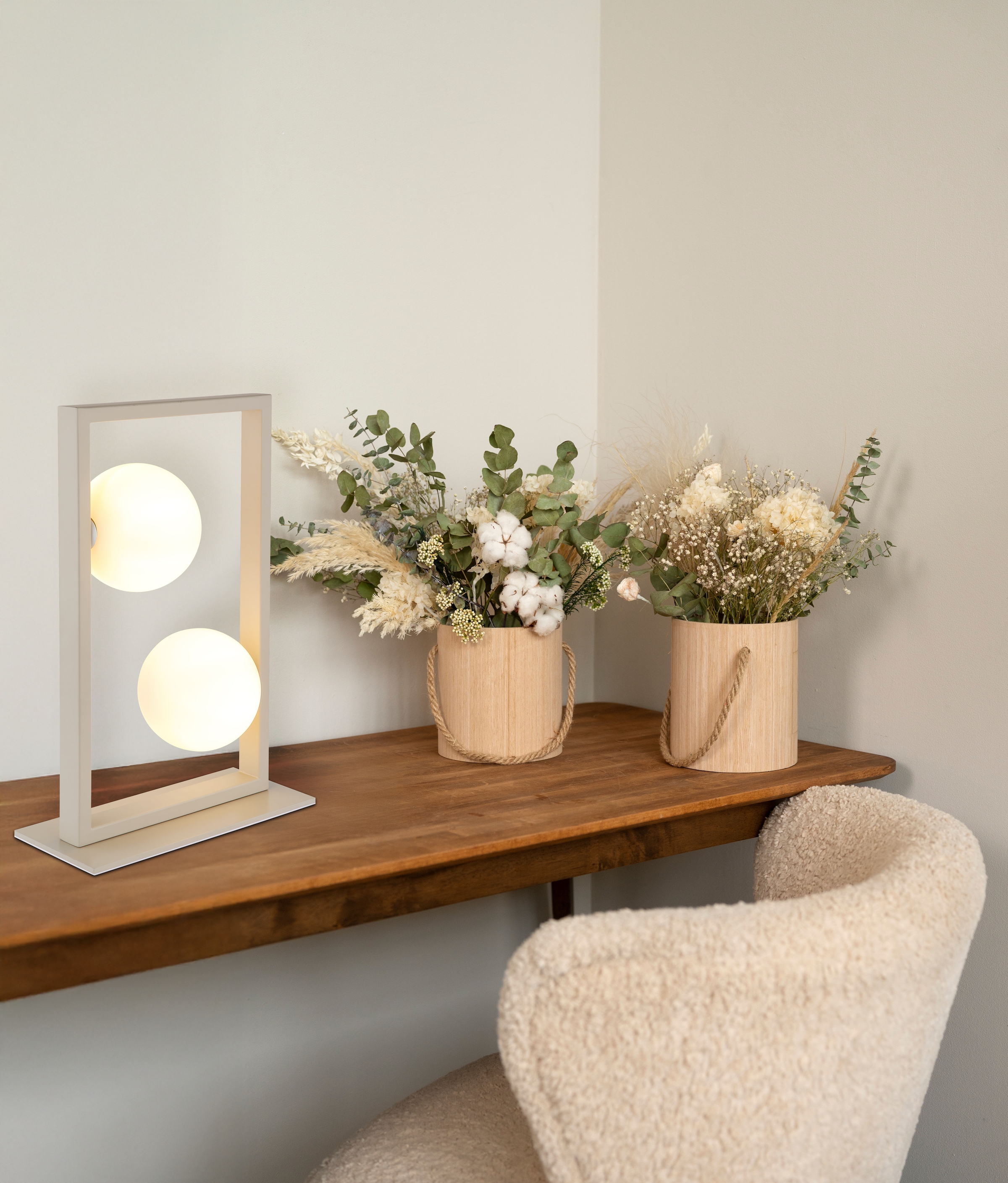 NOWA Tischleuchte »NANDA« G9 1 Stk. Tischlampe,Sand,Wohnraum,Schlafzimmer,Glaskugel opal,Flur,modern