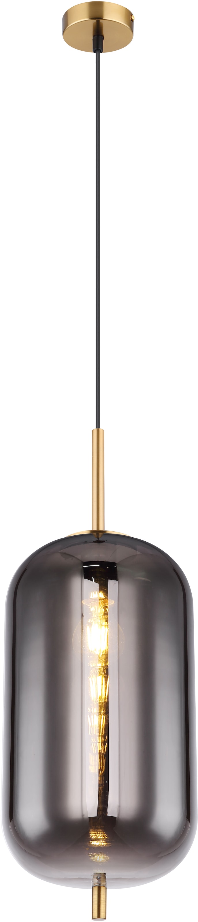 GLOBO LIGHTING Hängeleuchte »BLACKY I«, Leuchtmittel E27 | ohne Leuchtmittel, Hängelampe/Pendelleuchte/Glas/Höhe kürzbar/Esstisch