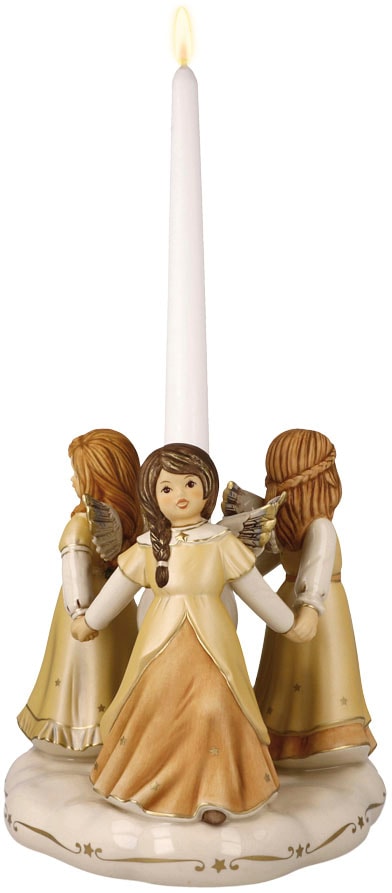 Goebel "Engelfigur Himmlischer Reigen, Ø ca. 19 cm, Stabkerzenhalter" Sammlerfigur, Weihnachtsfigur aus Steingut, Erstausgabe 2023