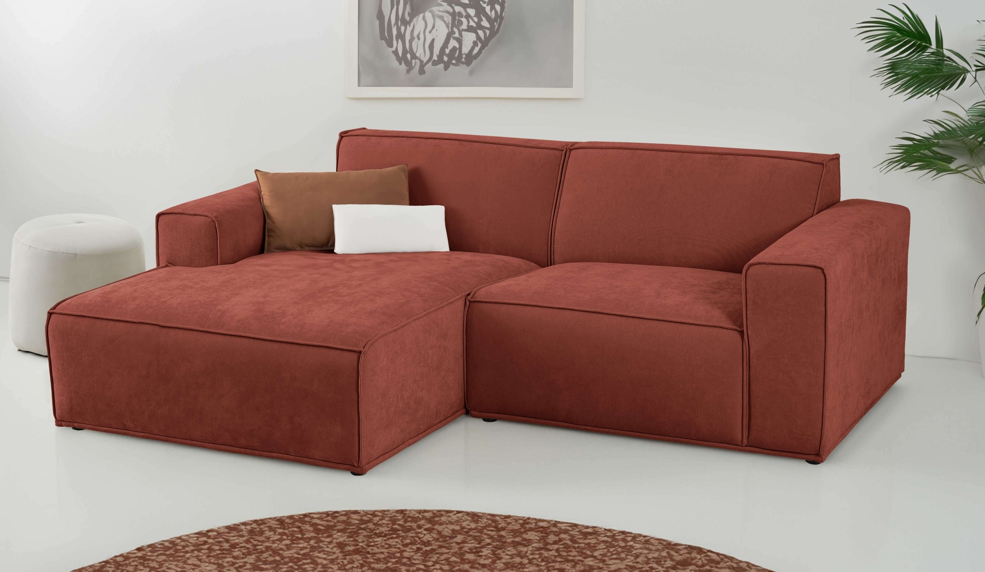 Home affaire Ecksofa "Avelin, 228 cm, L-Form, Chenille, Struktur-Boucle", m günstig online kaufen
