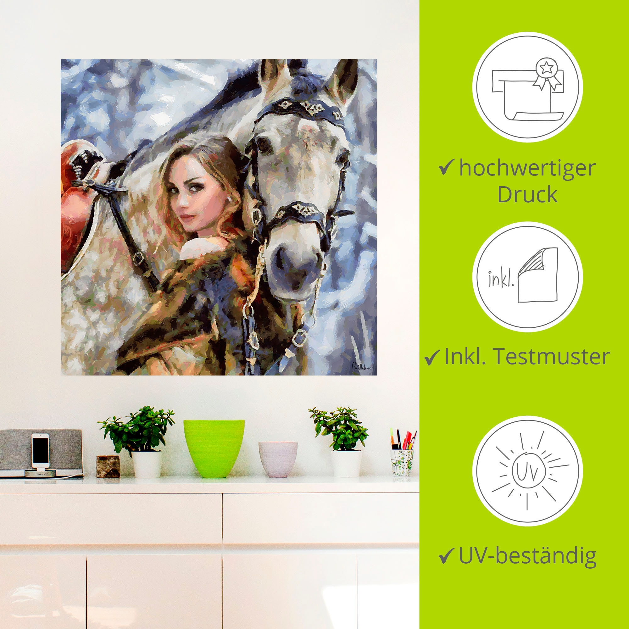 Artland Wandbild »Mädchen mit weißem Pferd«, Portrait, (1 St.), als Leinwandbild, Poster, Wandaufkleber in verschied. Größen