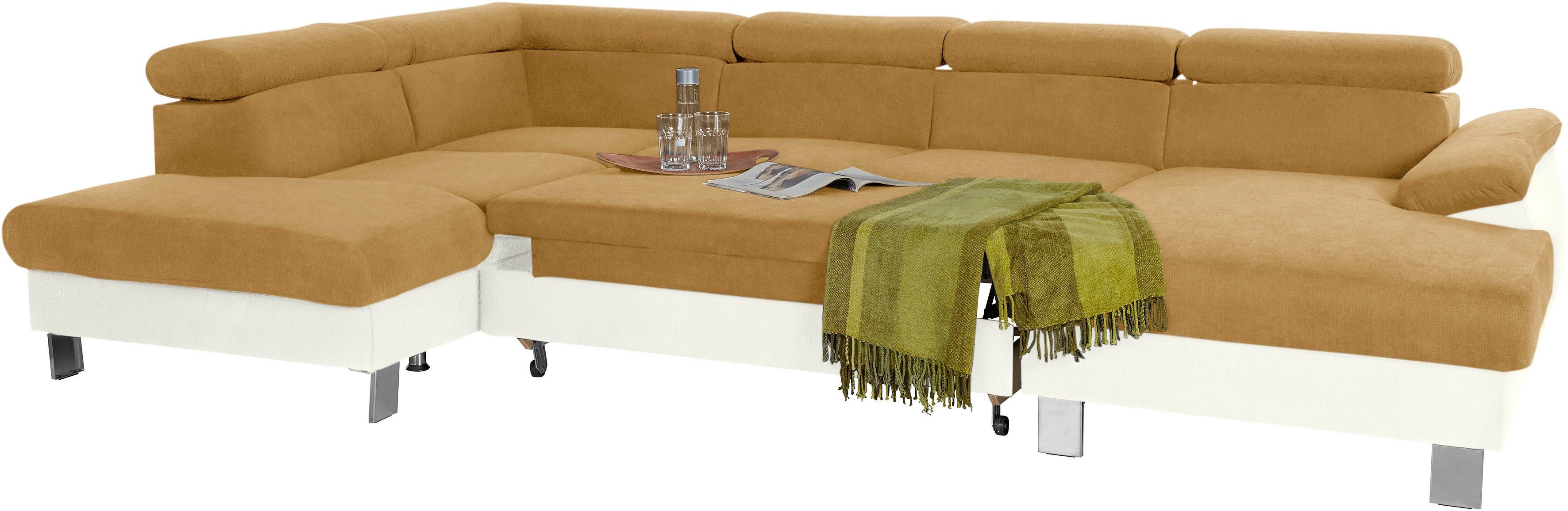 Thumbnail - COTTA Polstergarnitur "Komaris U-Form", (Set), Set bestehend aus: Wohnlandschaft mit Kopfteilverstellung & Hocker