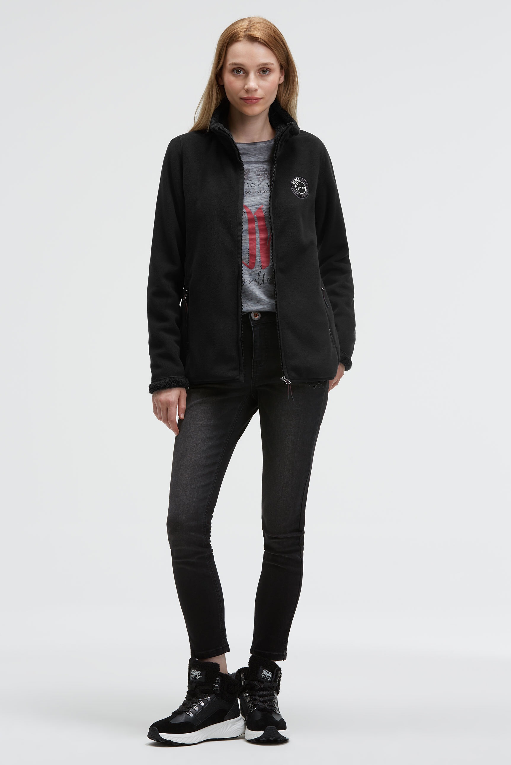 SOCCX Outdoorjacke, ohne Kapuze, mit elastischem Saumabschluss