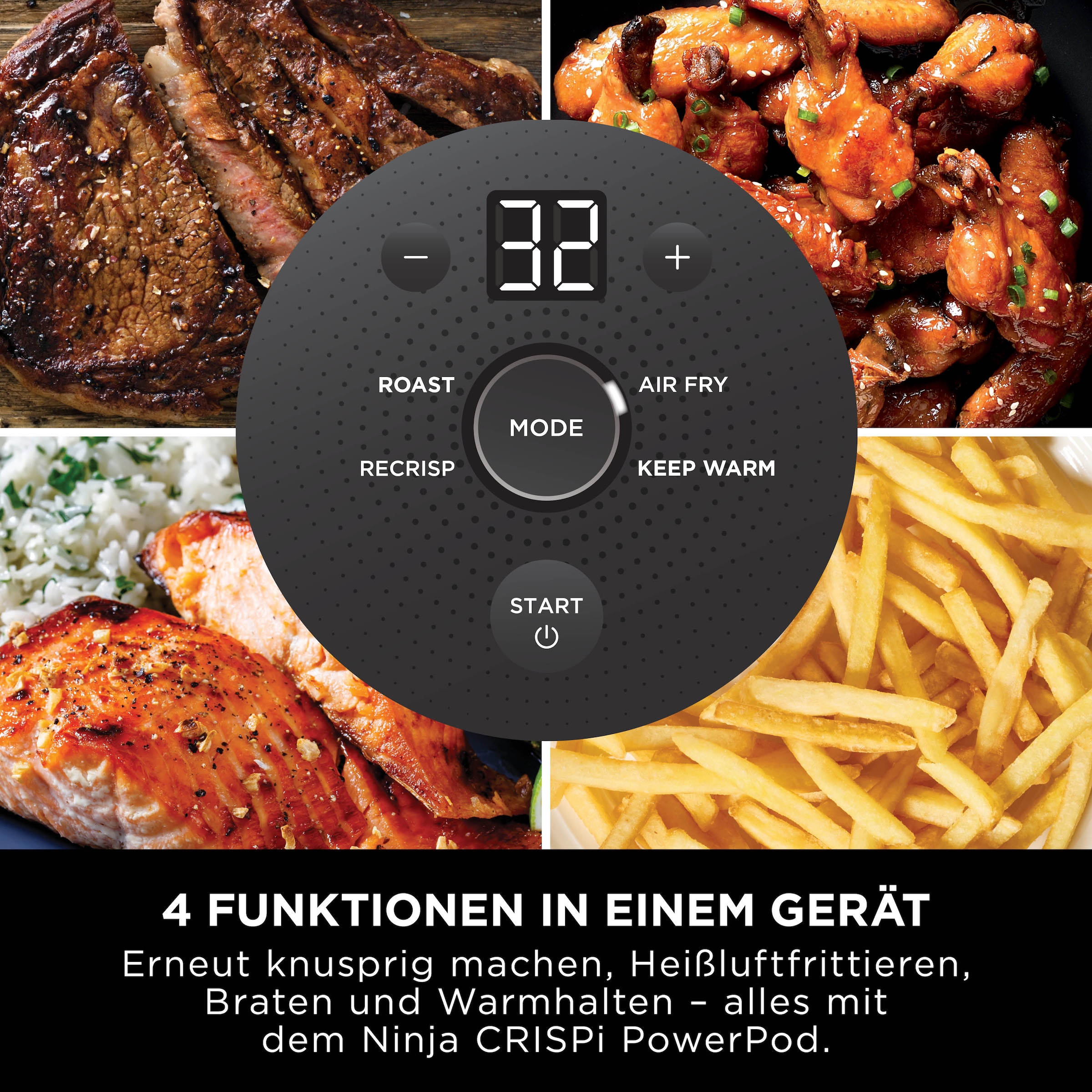 NINJA Heißluftfritteuse »CRISPi 4-in-1 Cyber Space - FN101EUGY« 1700 W tragbar