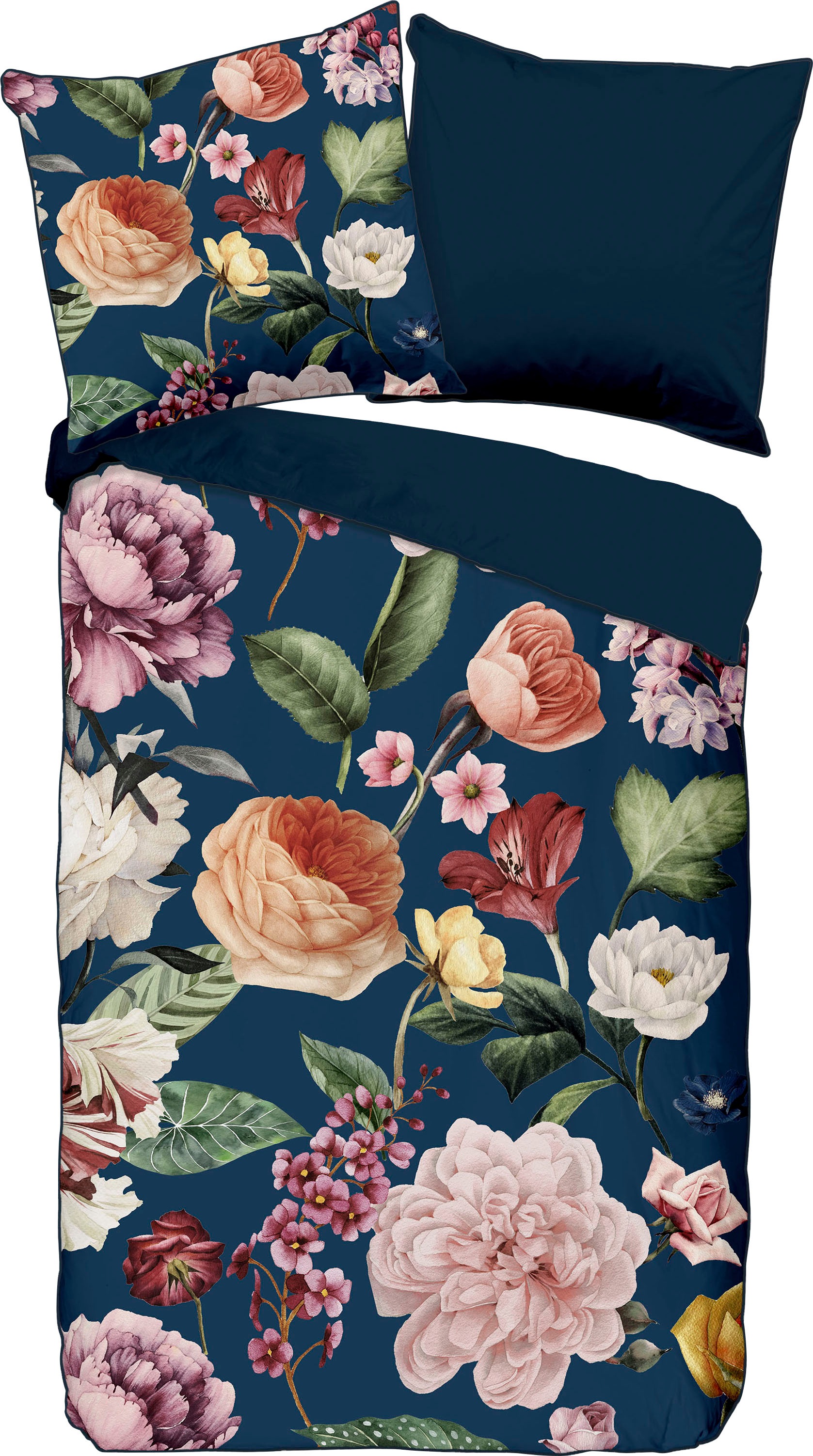Descanso Wendebettwäsche "Fiori" 2 Stk. tlg. Baumwolle, Satin, 135x200, Bie günstig online kaufen