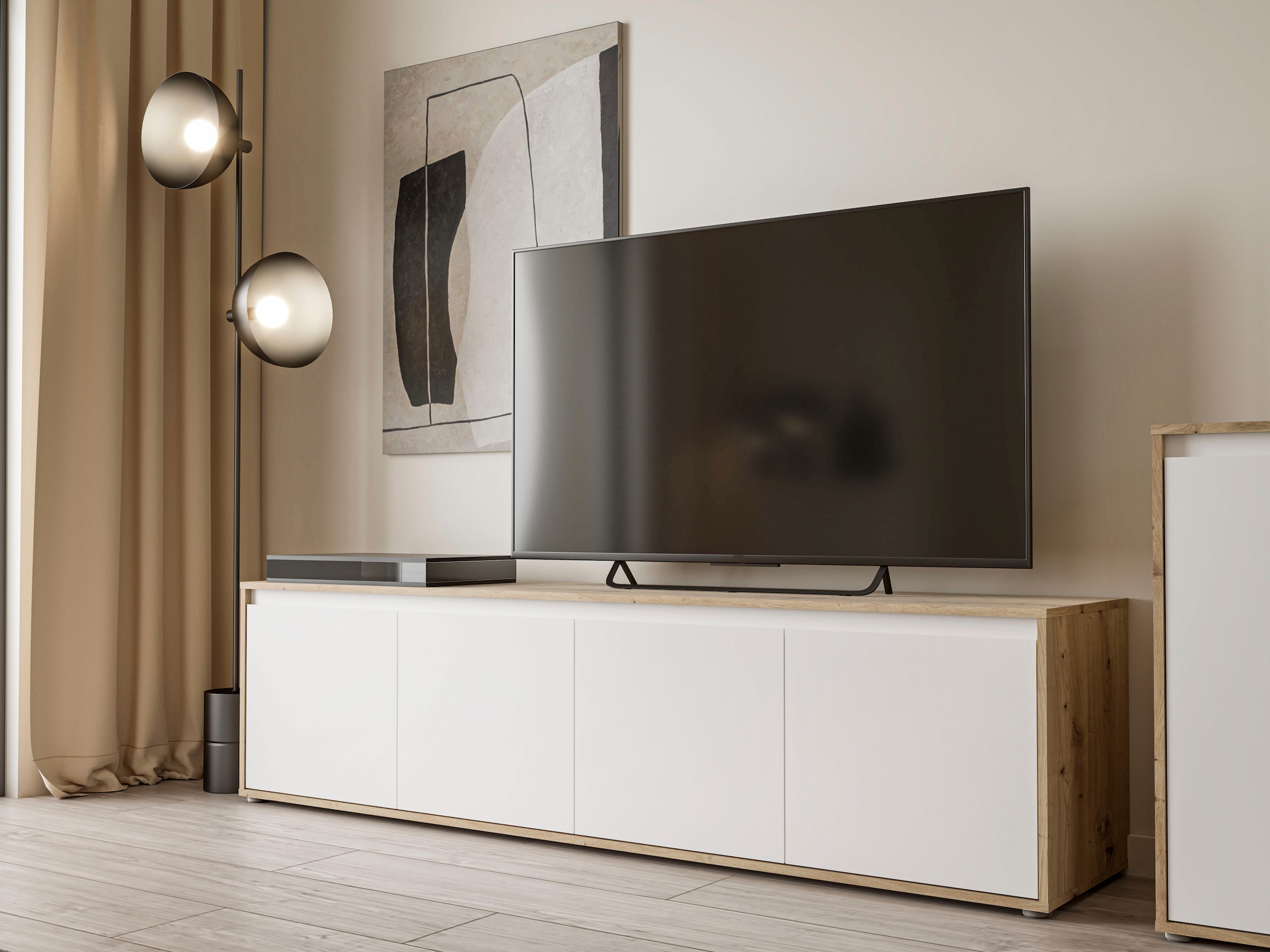 FORTE Lowboard »TV-Board groß Breite ca 190 cm«, (B/H/T 188,3/49,7/42 cm), grifflose Front, viel Stauraum