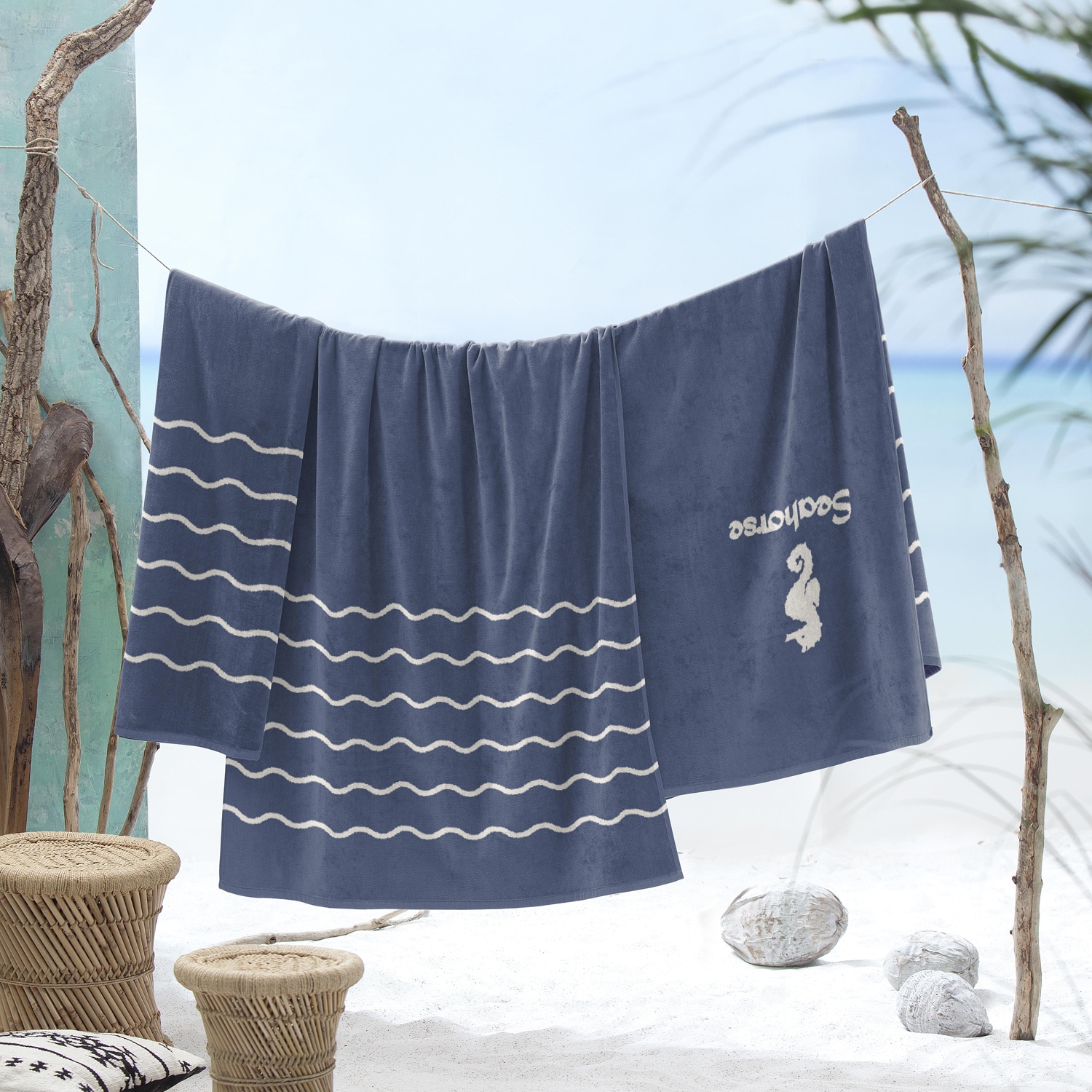 Seahorse Strandtuch »Waves« 100x180, für Strand und Pool, Trendy summer design in maritime style
