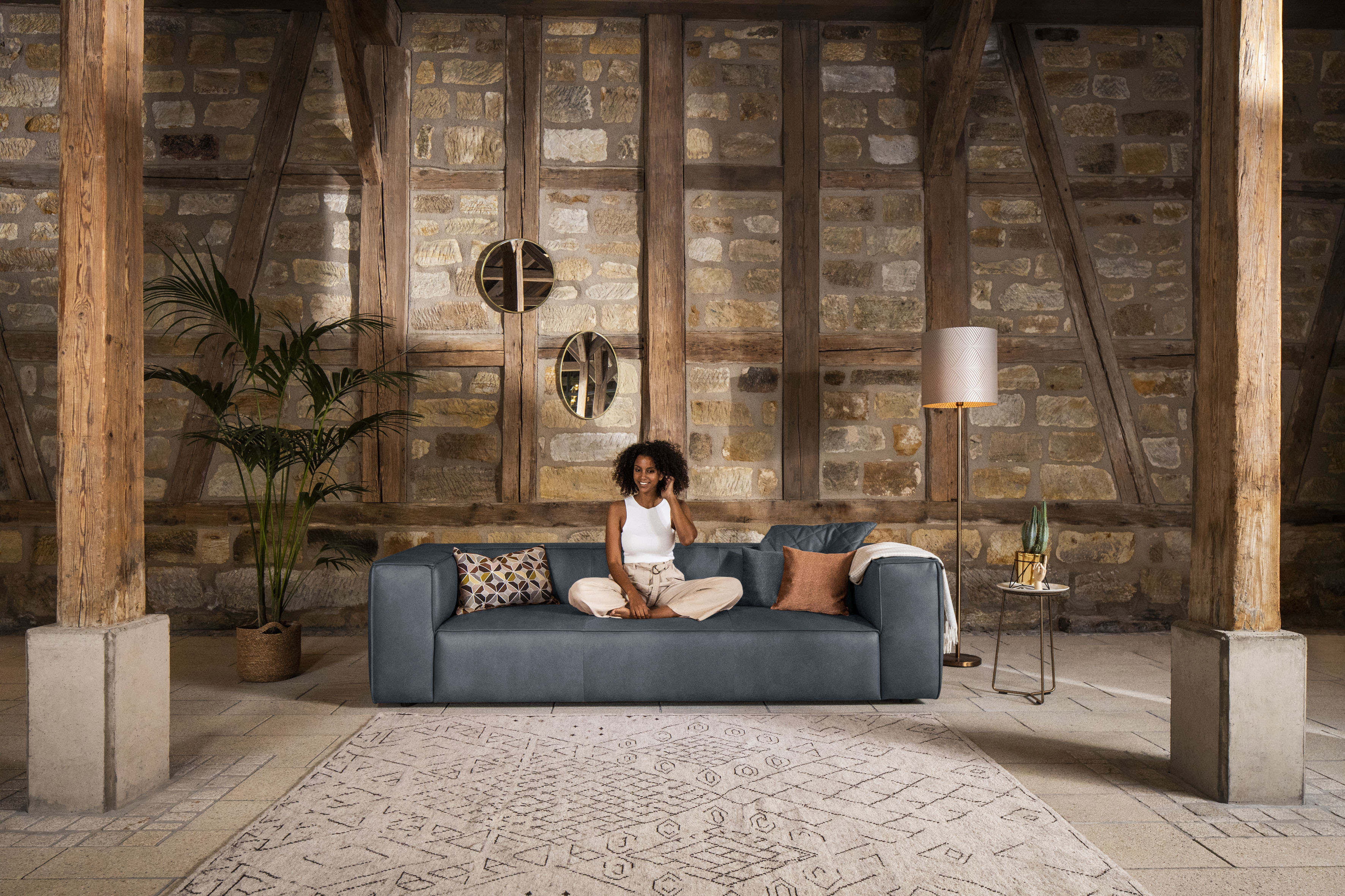 W.SCHILLIG 3-Sitzer "around-the-block Mega Sofa mit tollem Sitzkomfort, Breite 260cm" mit eleganter Biese, mit Federkern