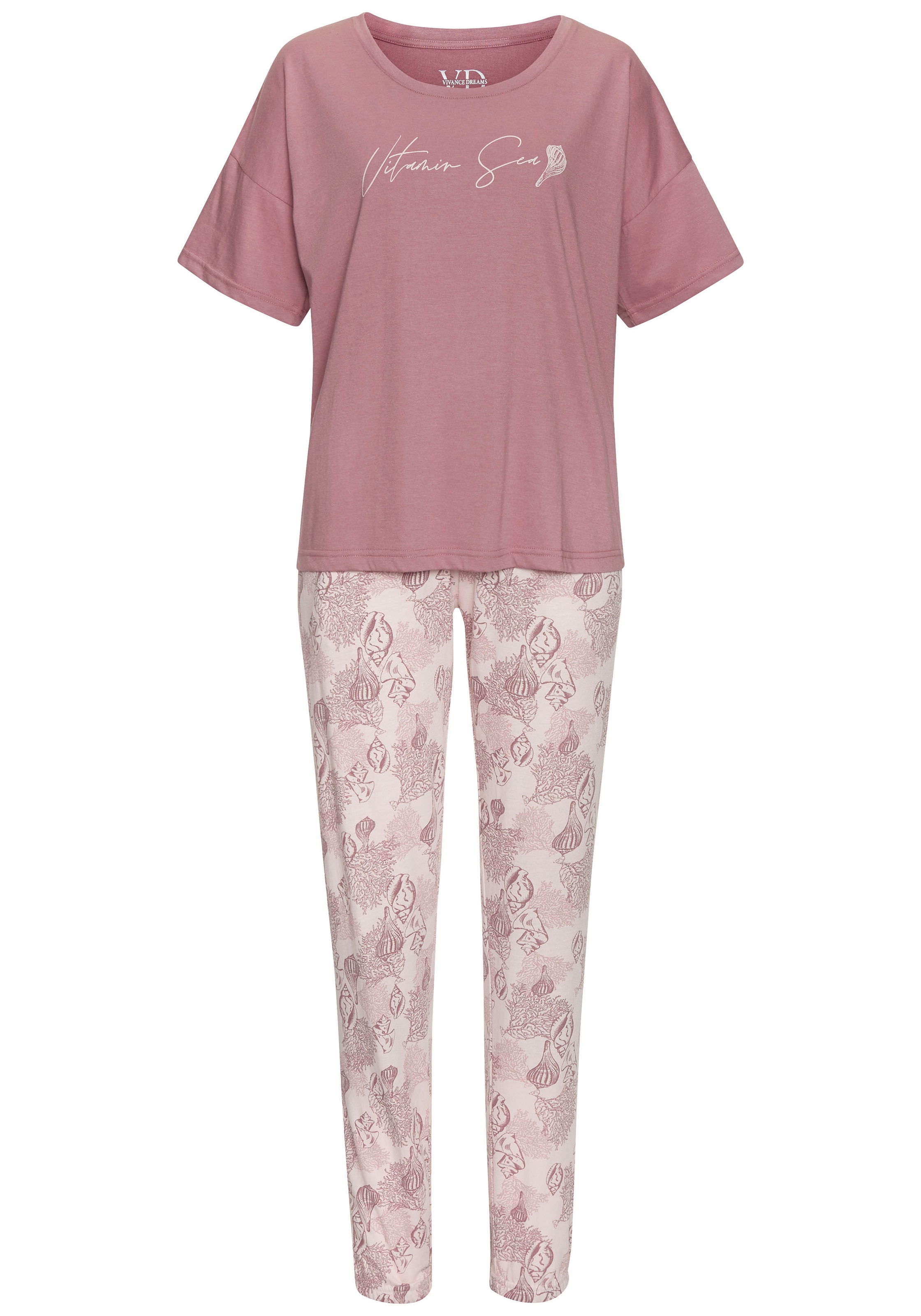 Vivance Dreams Pyjama, (Set, 2 tlg.), Allover-Druck