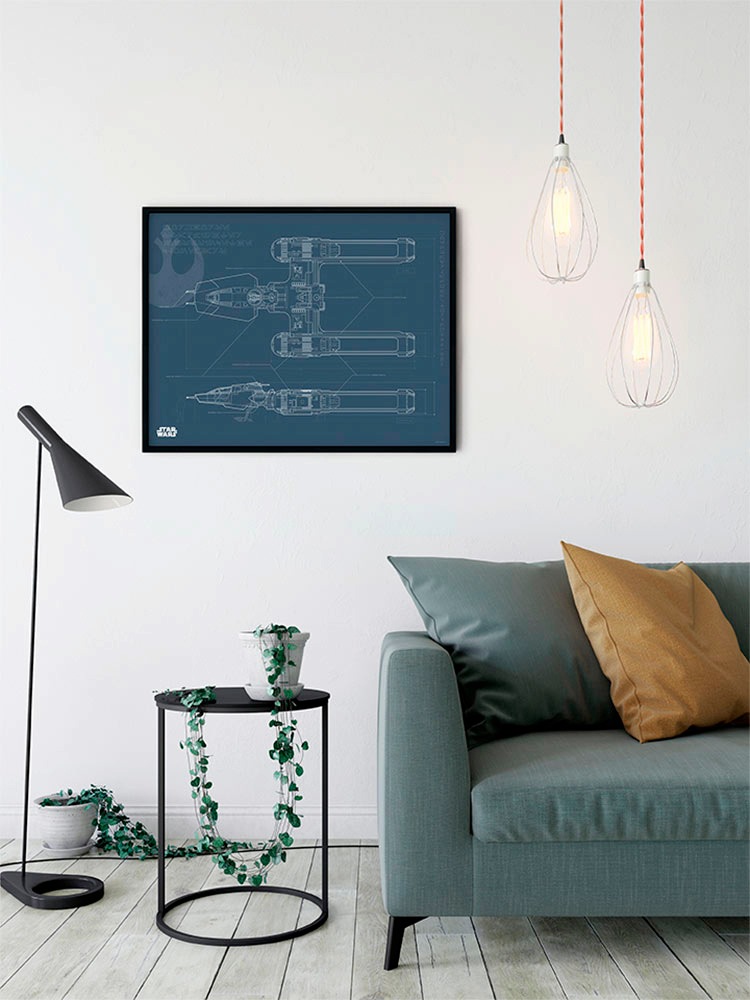 Komar Bild »Star Wars EP9 Blueprint Y-Wing«, Star Wars, (1 St.), Wandbild zur Dekoration im Kinderzimmer - ohne Rahmen