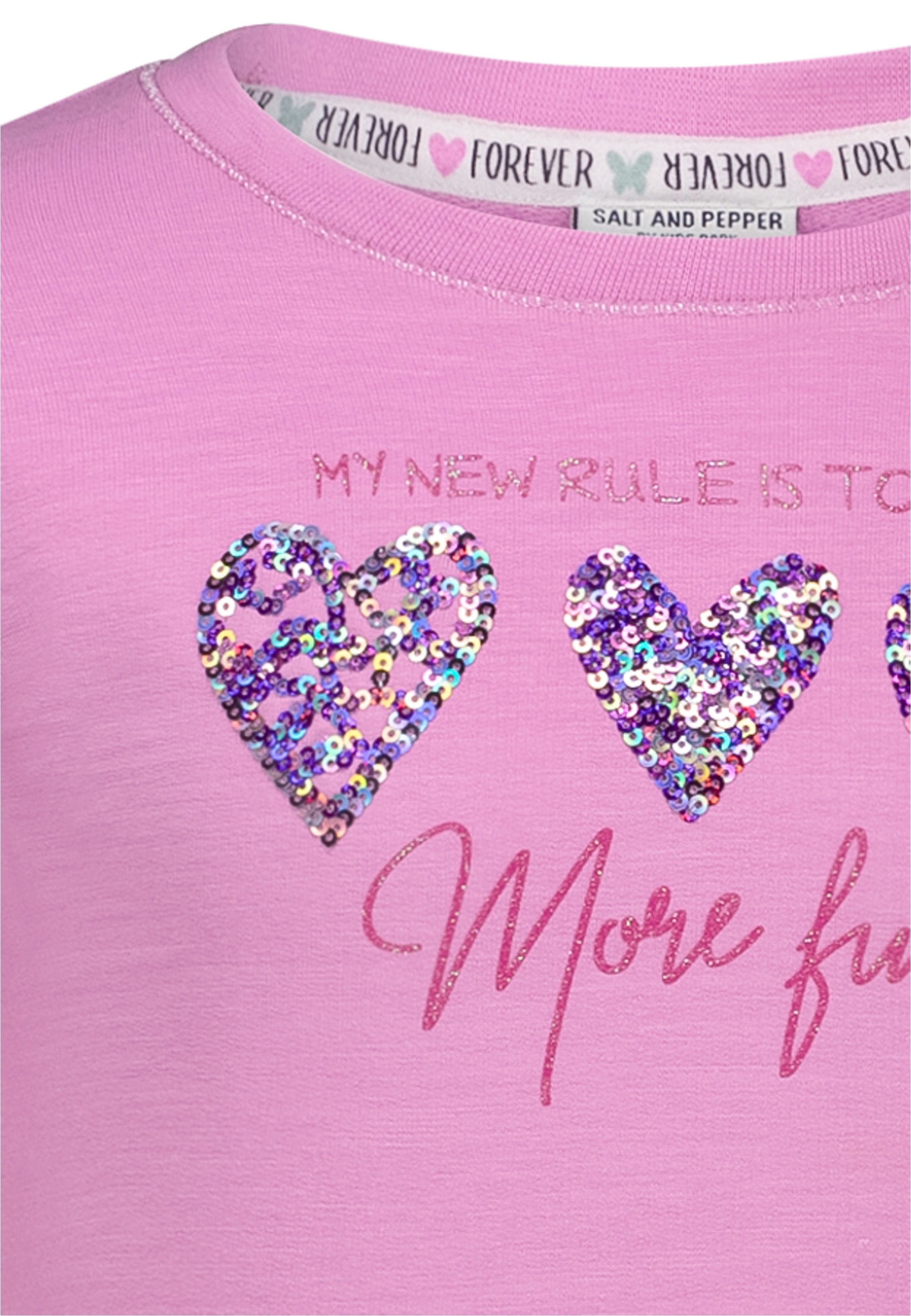 SALT AND PEPPER Jerseykleid »More Fun Hearts«, mit Pailletten und Stickerei