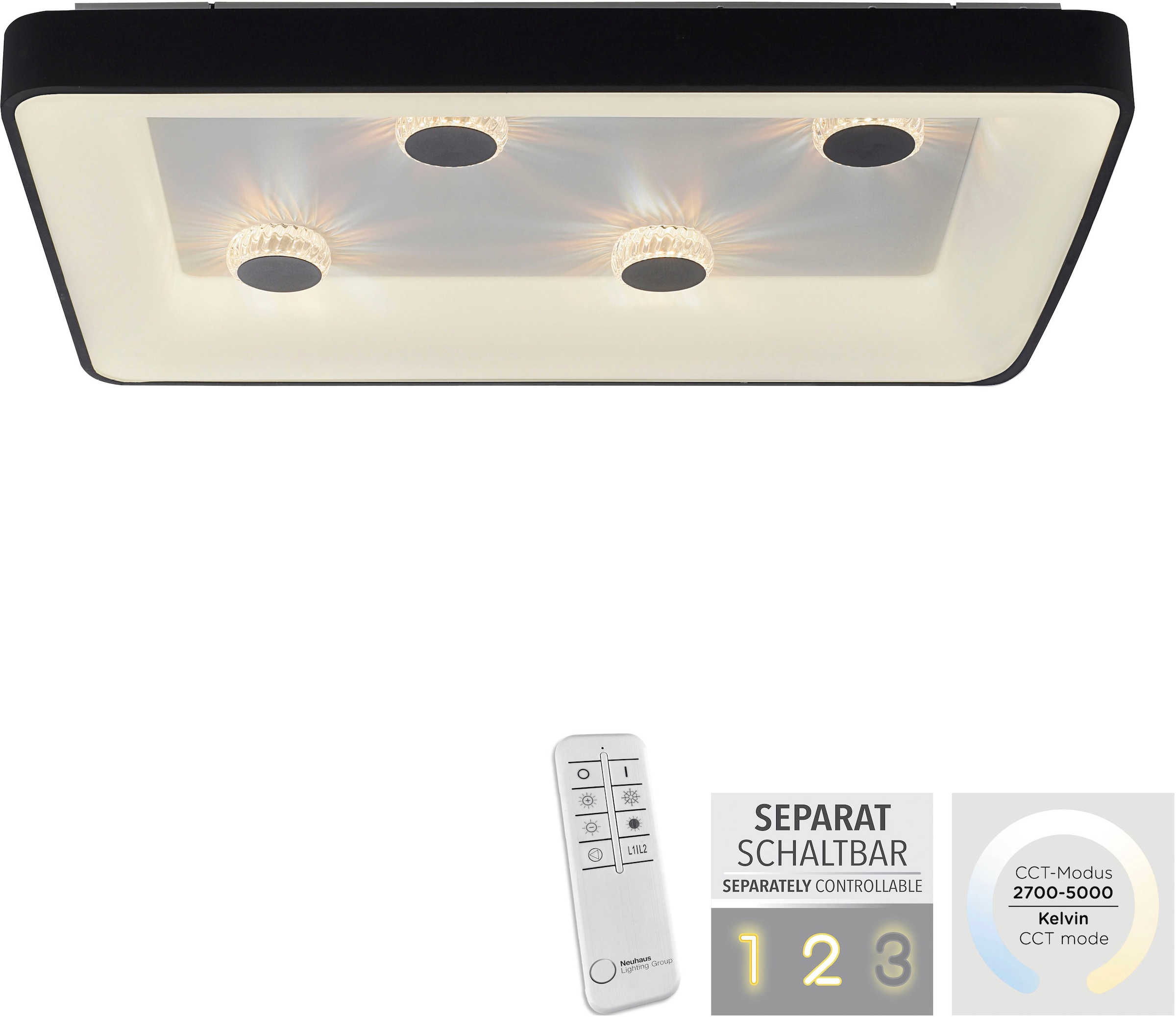 JUST LIGHT Deckenleuchte »VERTIGO«, 1 flammig, Leuchtmittel LED-Board | LED fest integriert