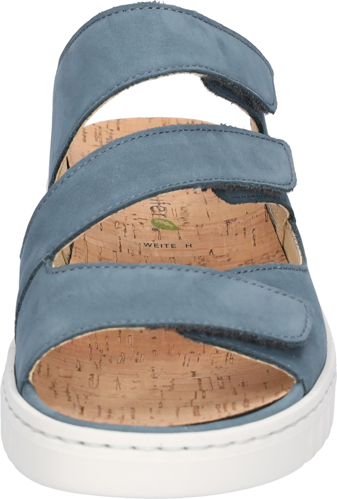 Pantolette WALDLÄUFER "H-WILLOW", Herren, Gr. 4,5 (37,5), jeansblau, Nubukleder, unifarben, Basic, Schuhe Pantolette, Sommerschuh, Hausschuh, Keilabsatz, mit Korkfußbett, H-Weite 3