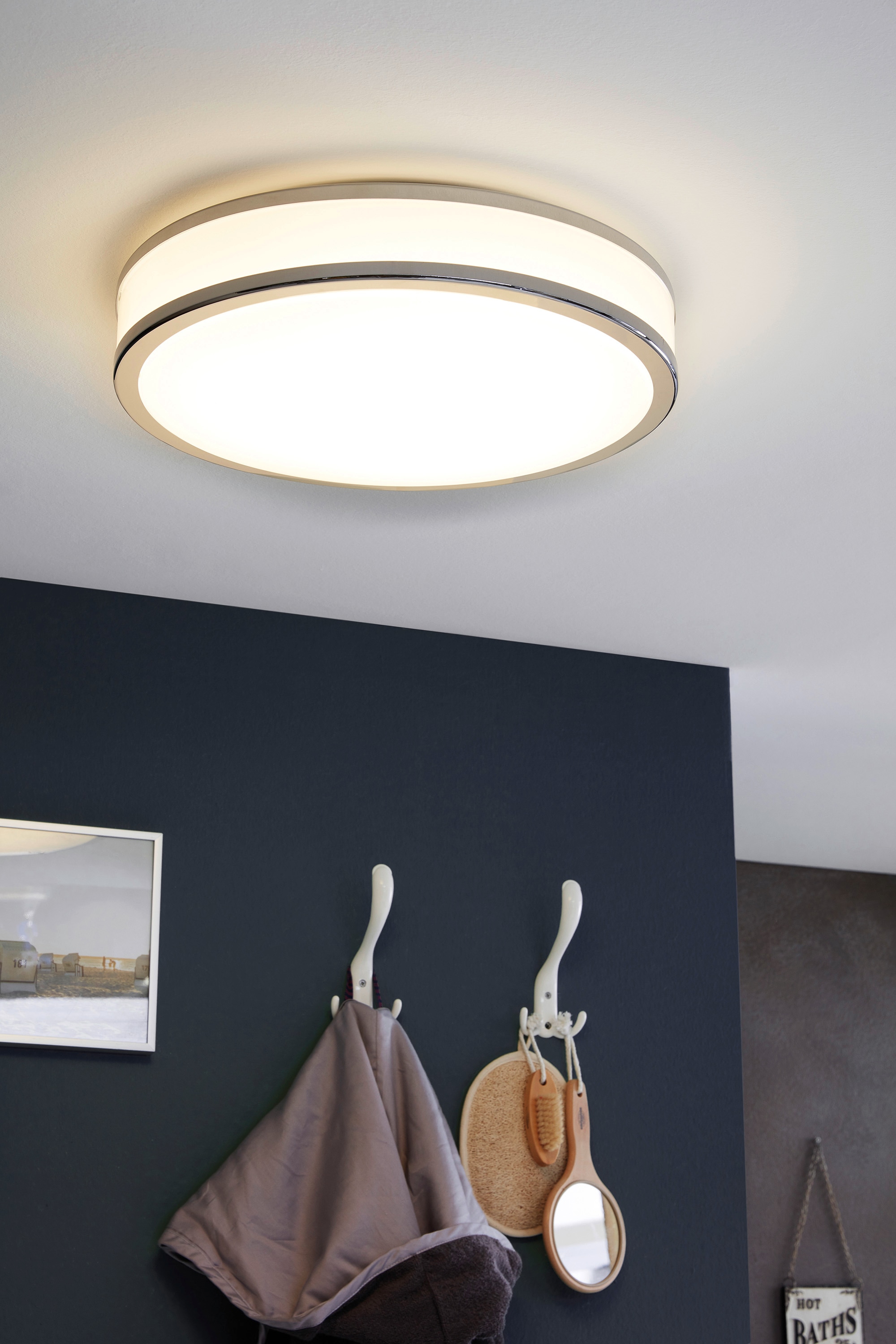 EGLO Deckenleuchte »PALERMO 2«, 1 flammig, Leuchtmittel LED-Board | LED fest integriert, Deckenleuchte, Wohnzimmerlampe, Farbe: Chrom, weiß, Ø: 28 cm