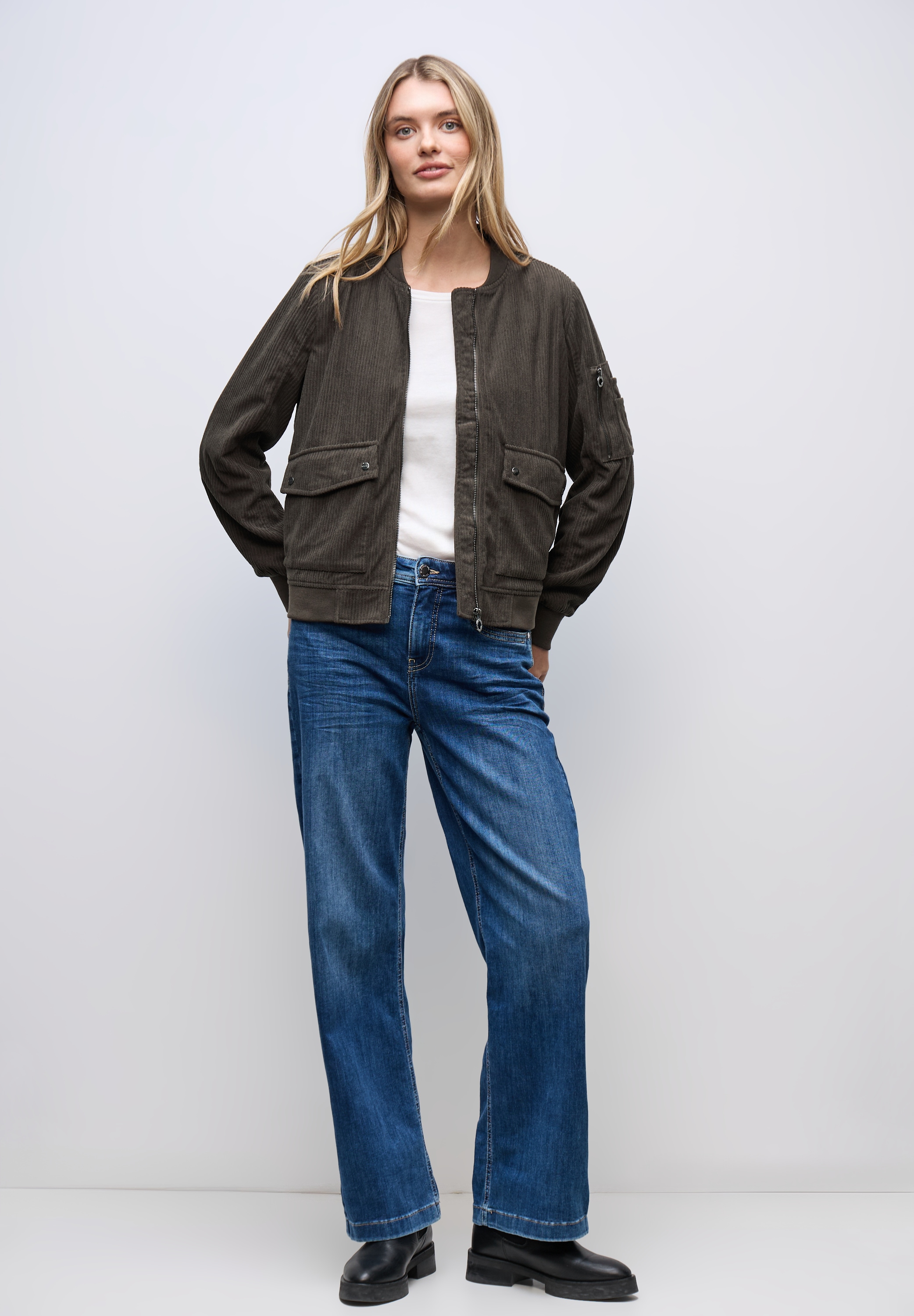 STREET ONE Cordjacke ohne Kapuze mit Taschen-Detail