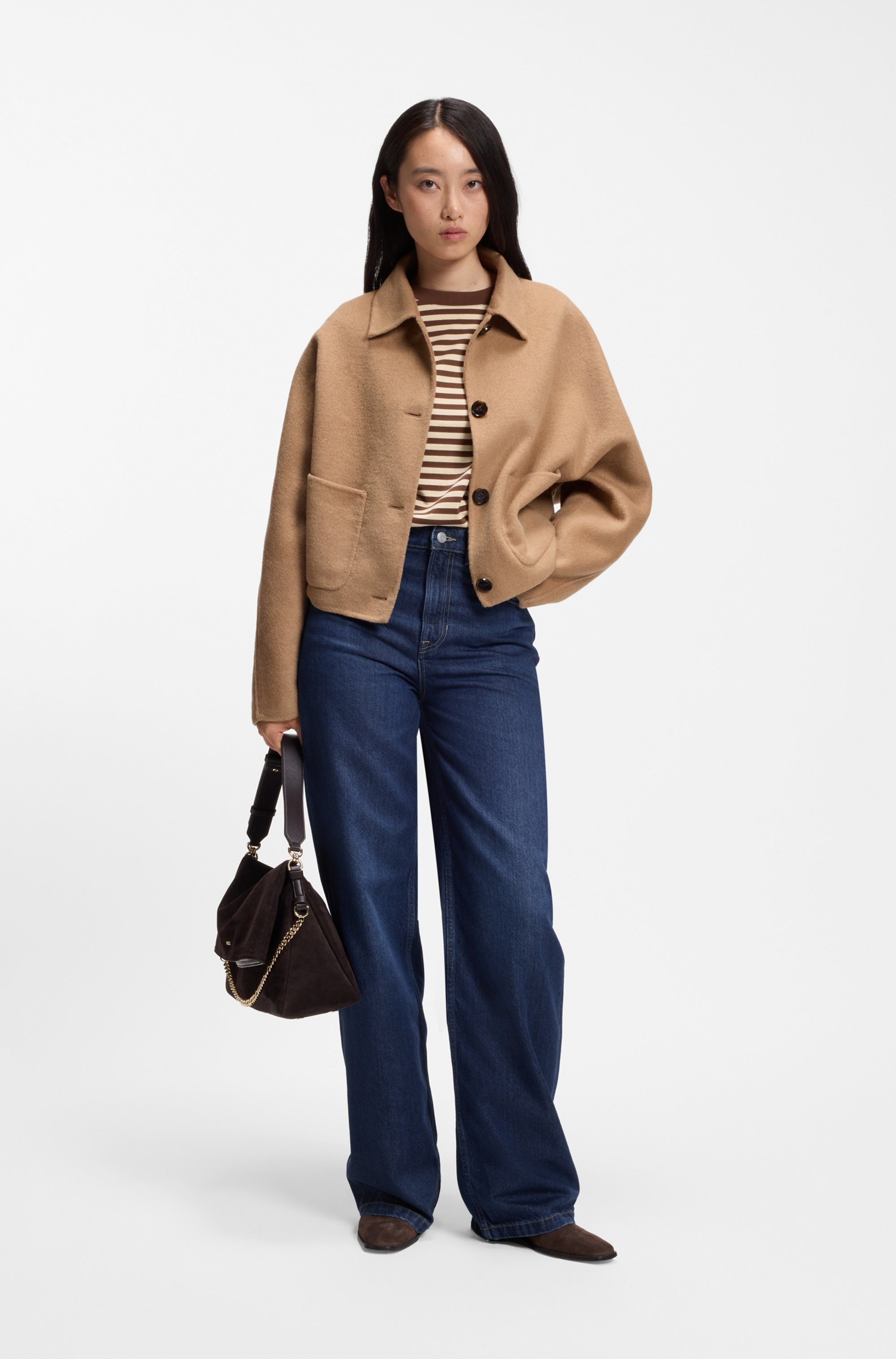 BOSS ORANGE Weite Jeans »MARLENE HR 15.0 Premium Damenmode« Baumwoll-Lyocell-Mix, Flare Fit