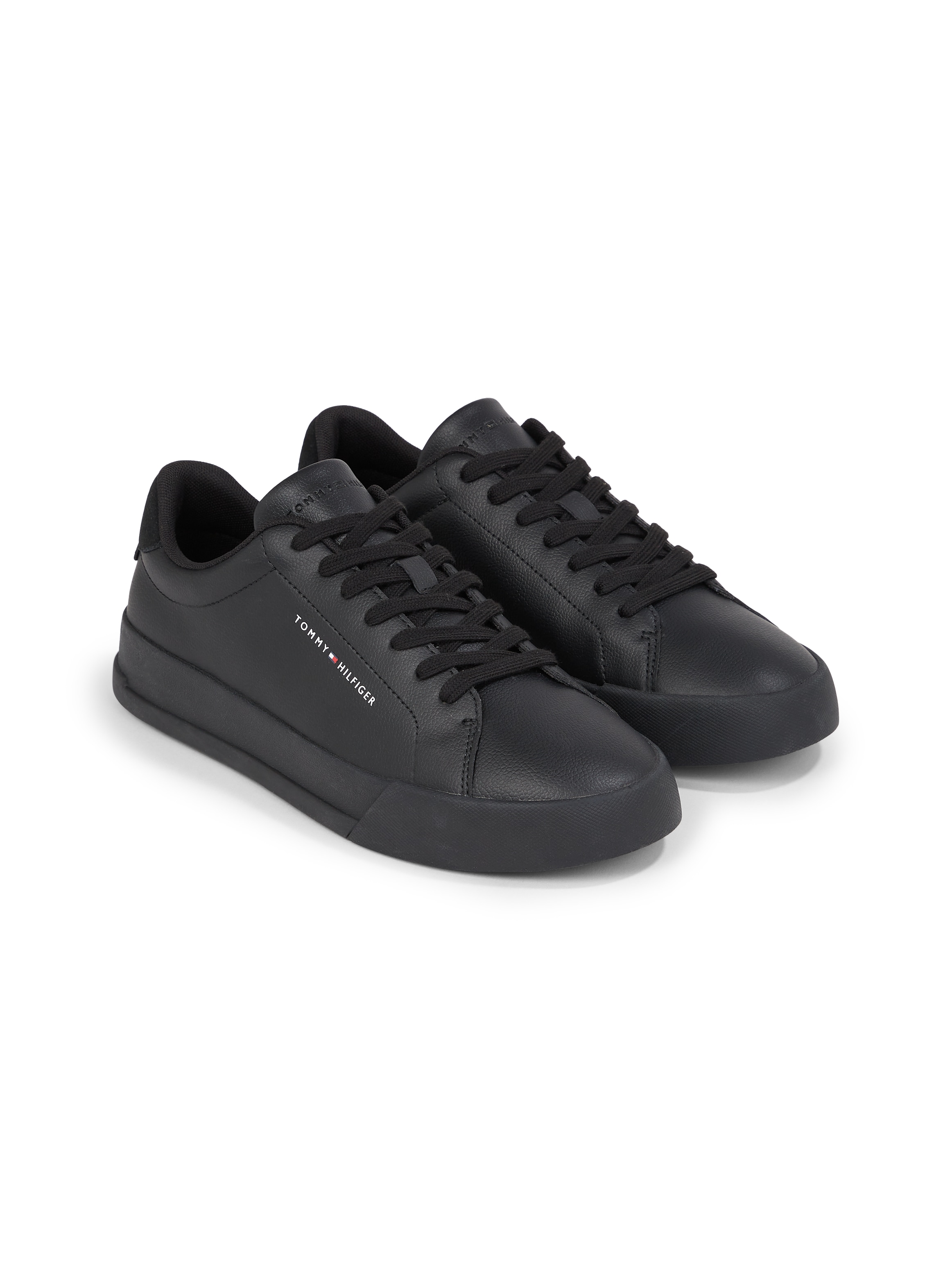 Tommy Hilfiger Plateausneaker »TH COURT LEATHER GRAIN ESS«, Freizeitschuh, Halbschuh, Schnürschuh mit Logoschriftzug