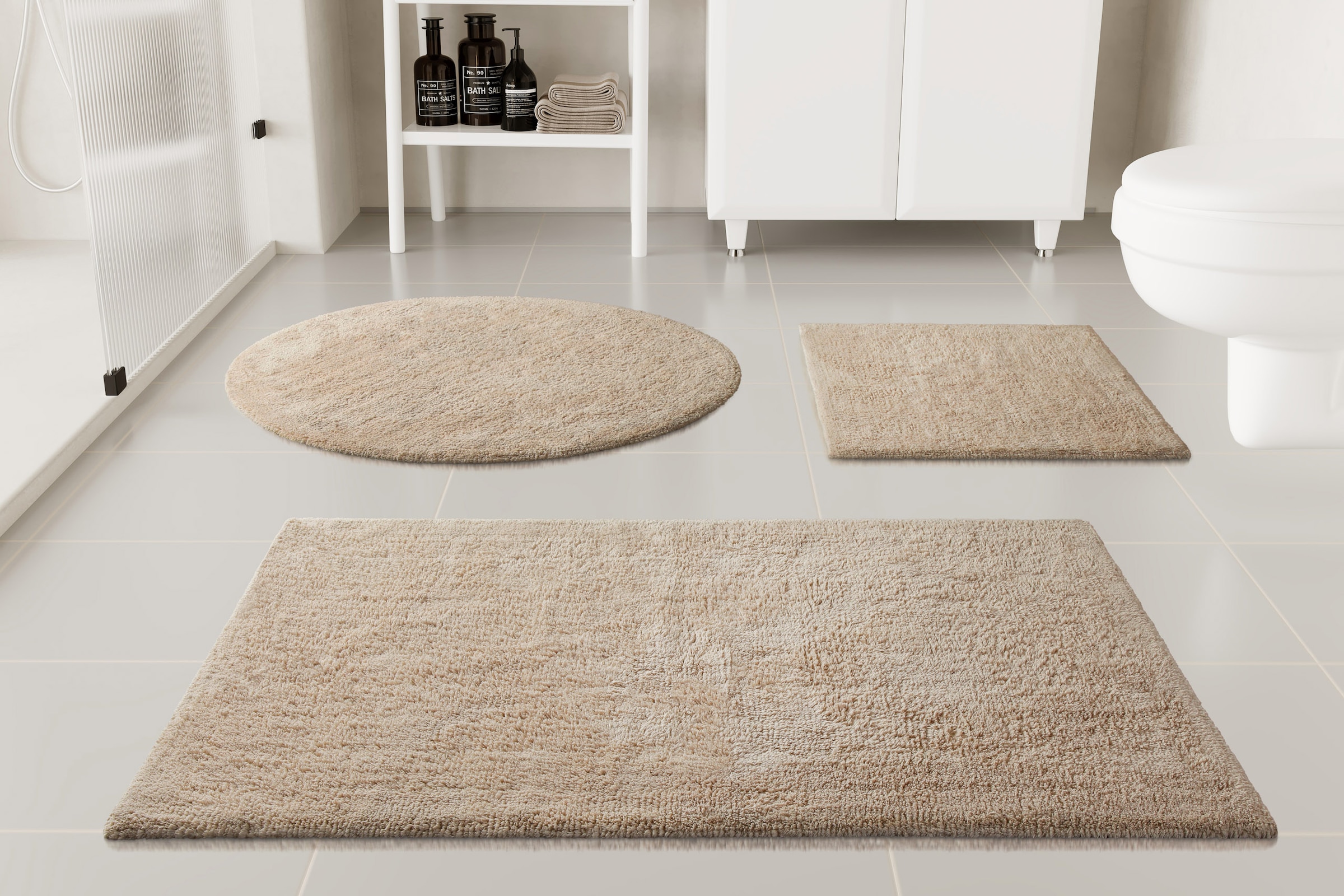 OTTO home Badematte »Selenne« Höhe 20 mm rutschhemmend beschichtet fußbodenheizungsgeeignet Badteppich, getuftet, modern, Uni, antirutsch, flauschig, Baumwolle