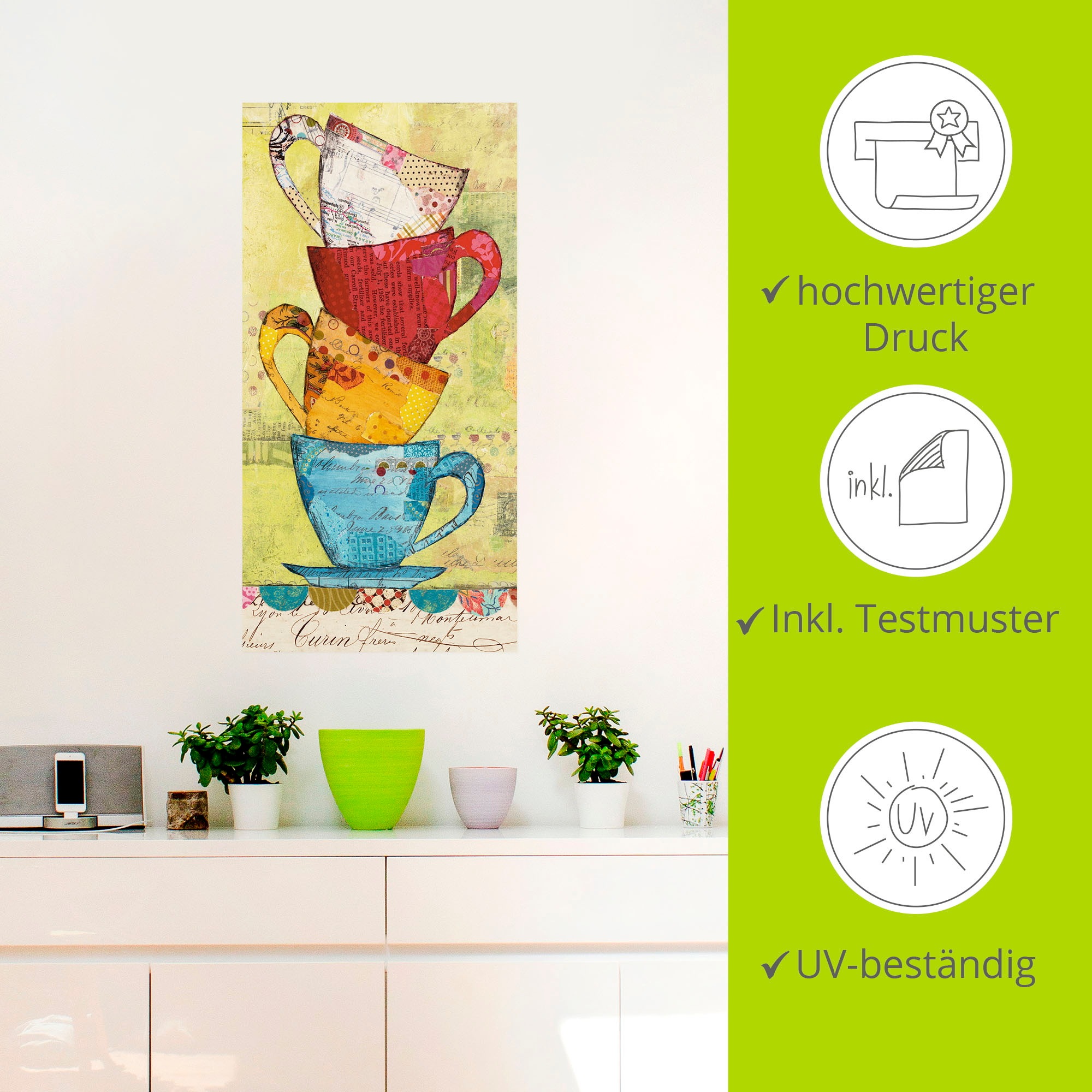 Artland Wandbild »Komm zum Kaffee«, Geschirr & Besteck, (1 St.), als Leinwandbild, Poster, Wandaufkleber in verschied. Größen