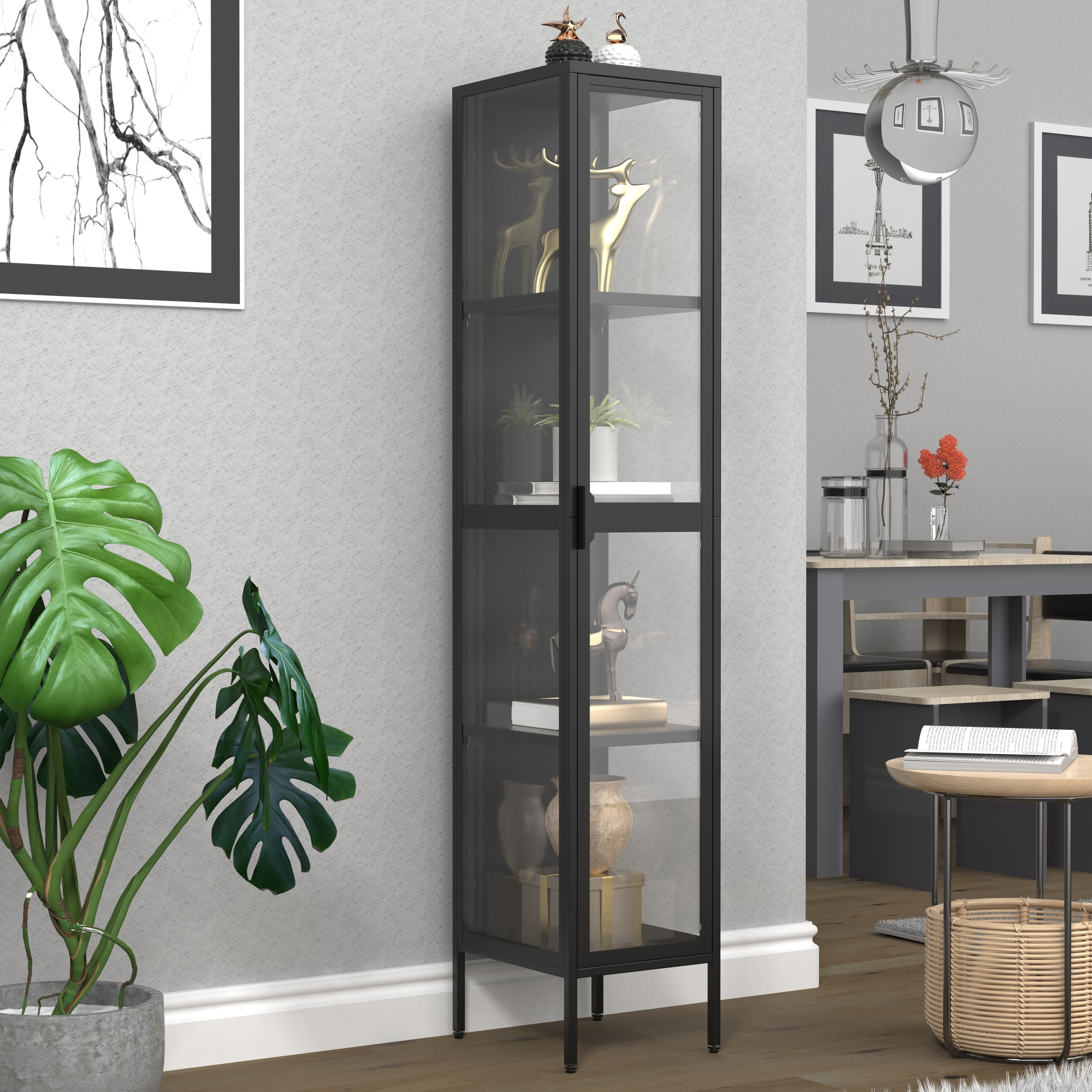 VCM Standvitrine »Stahl Glas Vitrine Schaukasten Floka XL« 1 Stk. tlg.