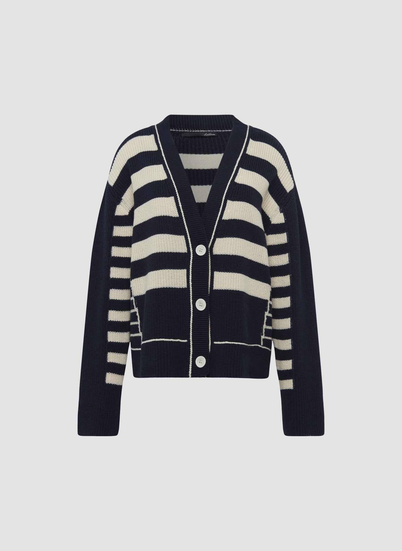 LeComte Strickjacke »LeComte Strickjacke mit Perlfang-Strickart und Streifenmuster«