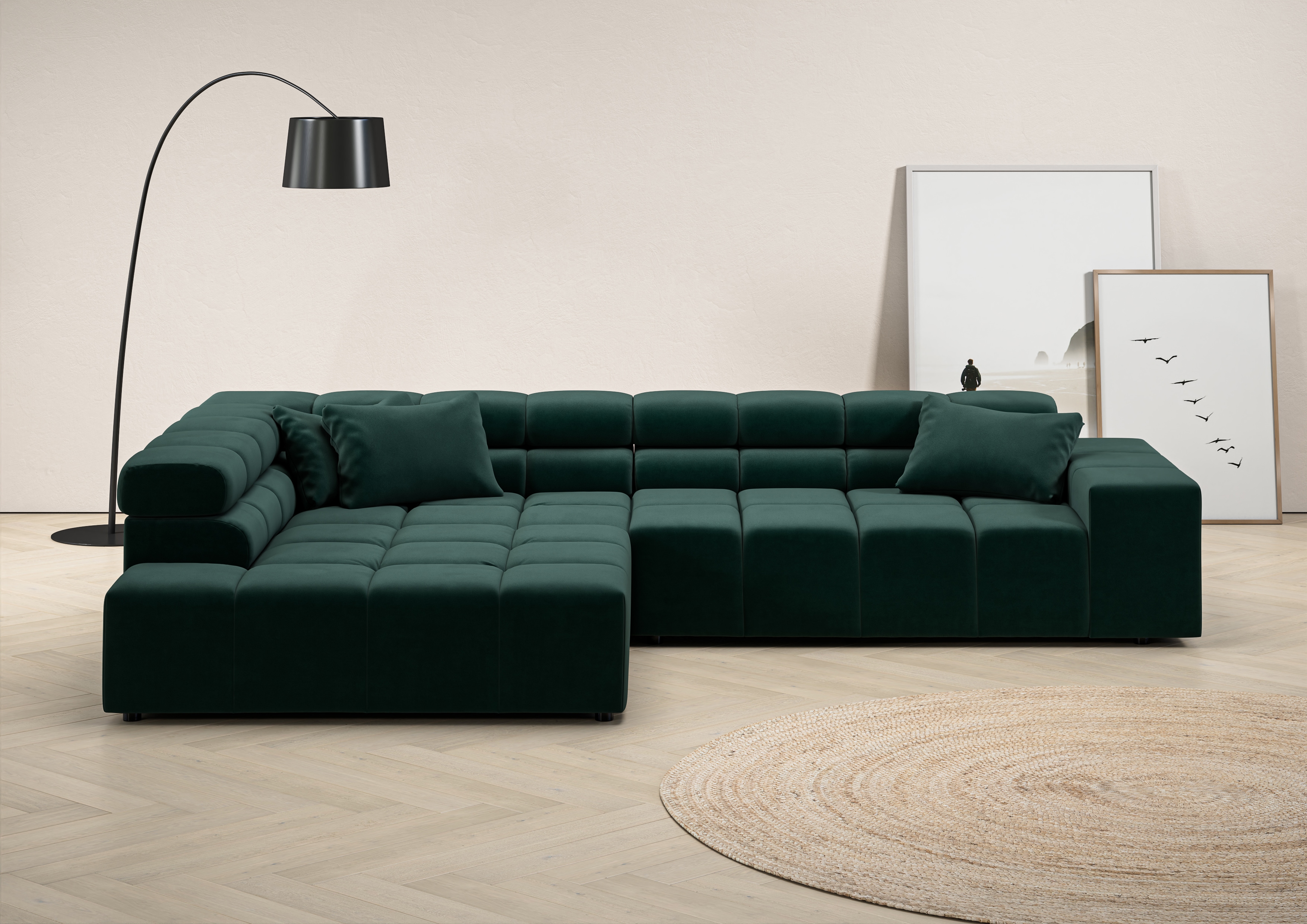 Home affaire Ecksofa "Ancona, Ecksofa, incl. Kopfteilverstellung, Breite 319 cm, L-Form" wahlweise motorische Sitztiefenverstellung, auch in Cord + Easy Care