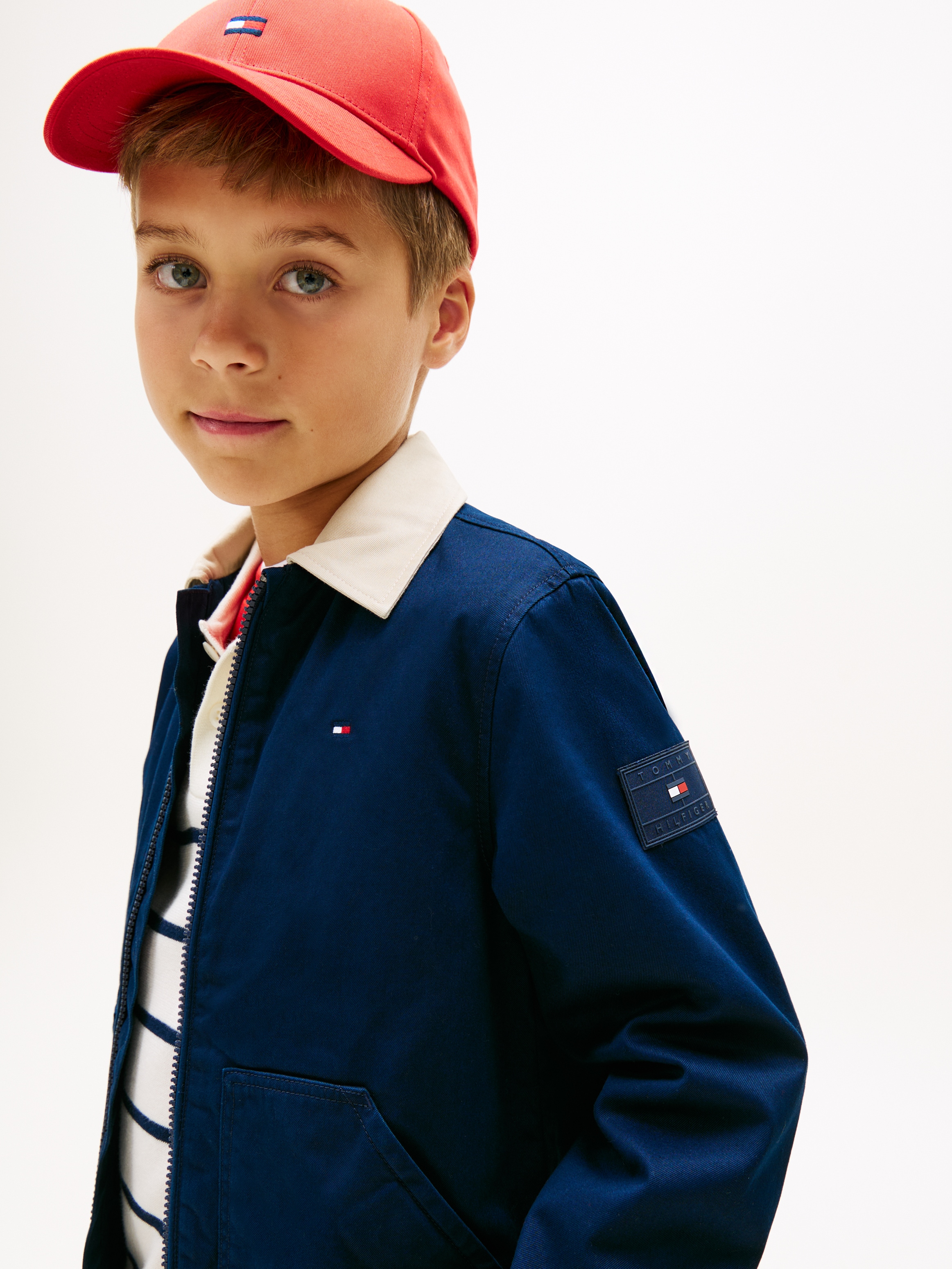 Tommy Hilfiger Hemdjacke »CONTRAST COLLAR COTTON JACKET« ohne Kapuze Kinder bis 16 Jahre, regular fit