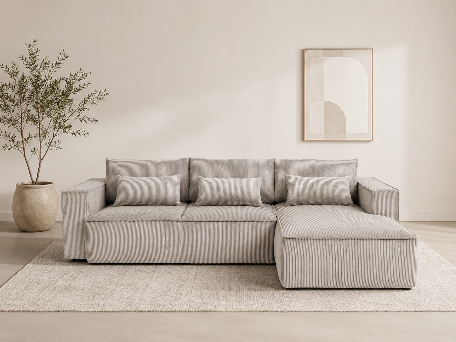 OTTO home Ecksofa "Tillian, Schlafsofa" Breite 294 cm, Breitkord, Sitzfläche mit Taschenfederkern