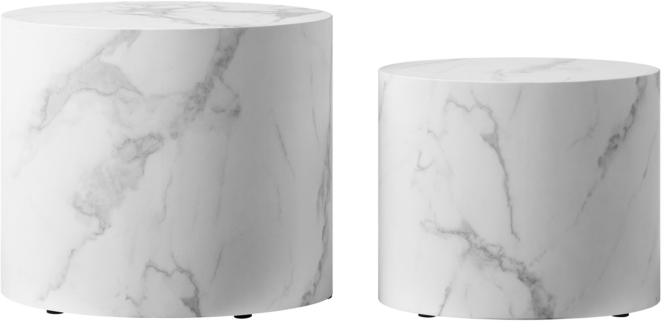 SalesFever Couchtisch »Almeria Beistelltisch«, (Set, 2 St., 2er Set), oval, in Marmoroptik foliert