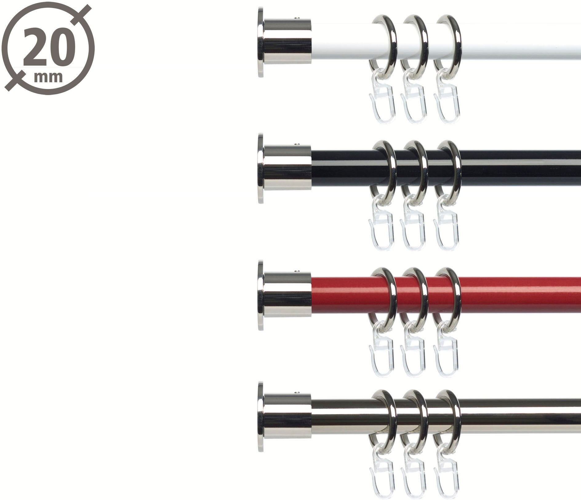 Liedeco Wandbefestigung "Wandlager, Wandhalter für 20 mm Gardinenstangen "C günstig online kaufen