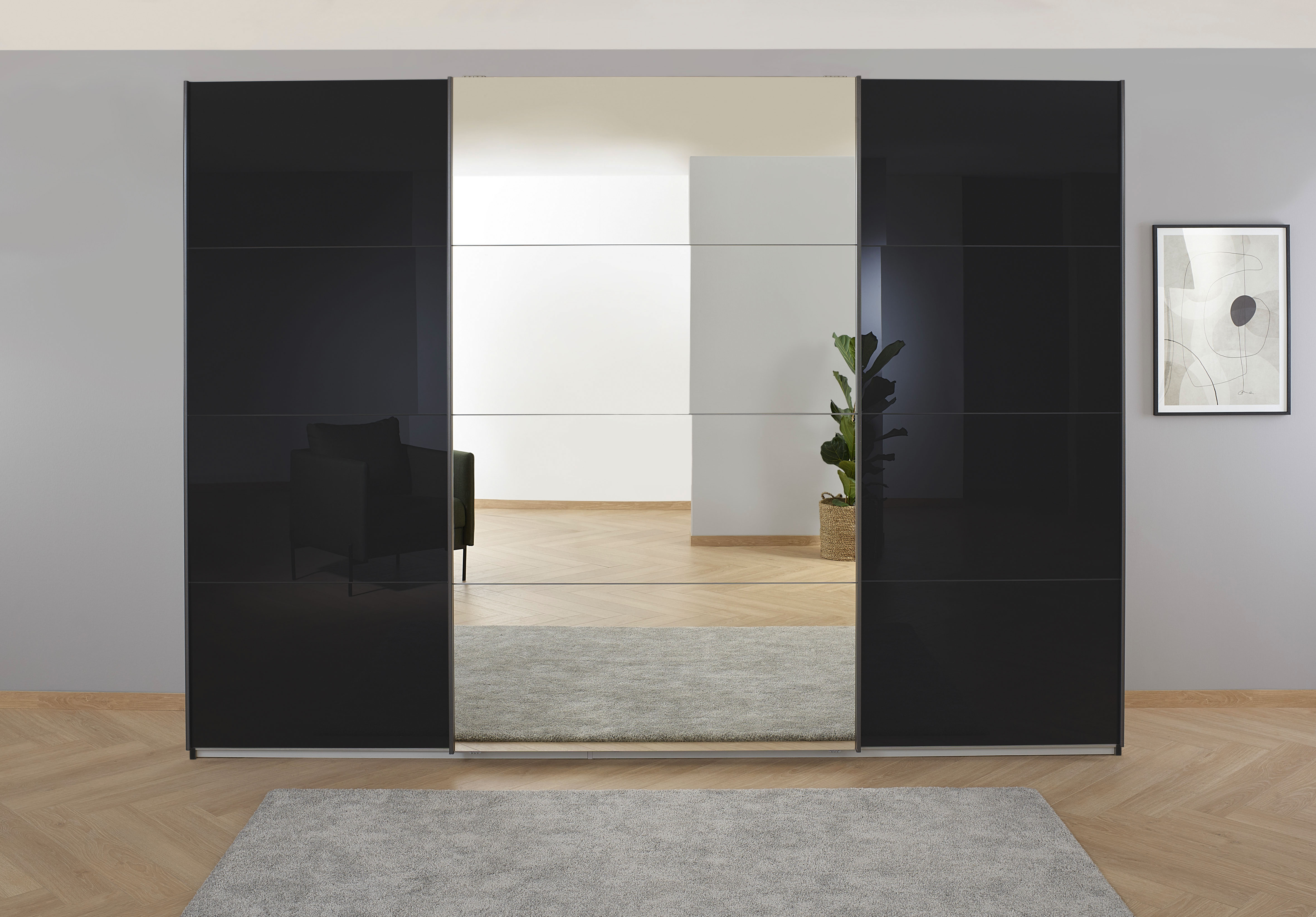 OTTO home "Mehrzweckschrank Aktenschrank Möbel Mietswohnung Schlafzimmer KOLUNA" 3 Ausstattungen BASIC/CLASSIC/PREMIUM (inkl. SOFT-CLOSE-FUNKTION), Breiten 203/271/315/360 cm Höhen 210/229 Glas-Front MADE IN GERMANY